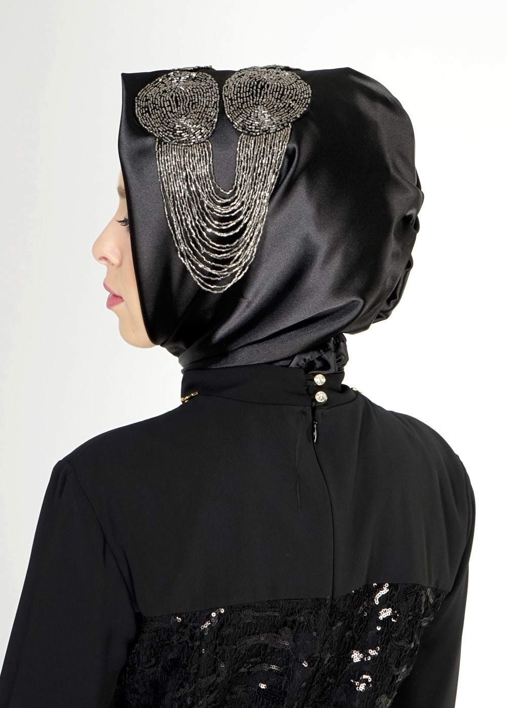 Tesettür giyim SİYAH 106003 ALVİNA HAZIR EŞARP