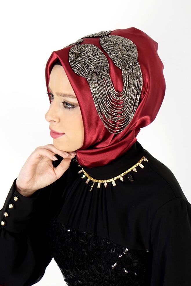Vêtements hijab ROUGE BORDEAUX 106003 ALVİNA HAZIR EŞARP - ALVİNA