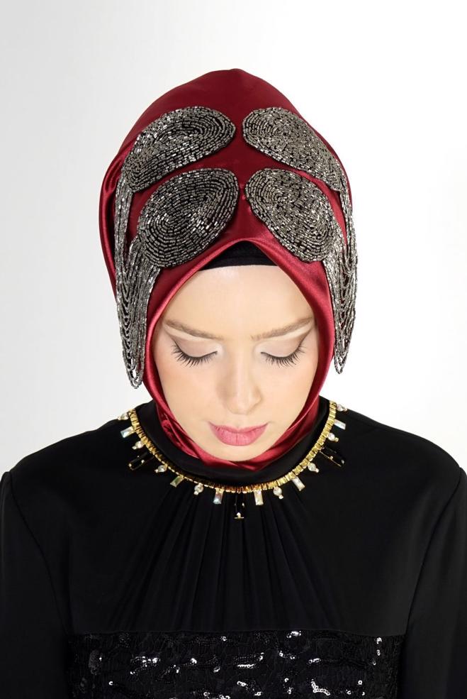 Vêtements hijab ROUGE BORDEAUX 106003 ALVİNA HAZIR EŞARP - ALVİNA