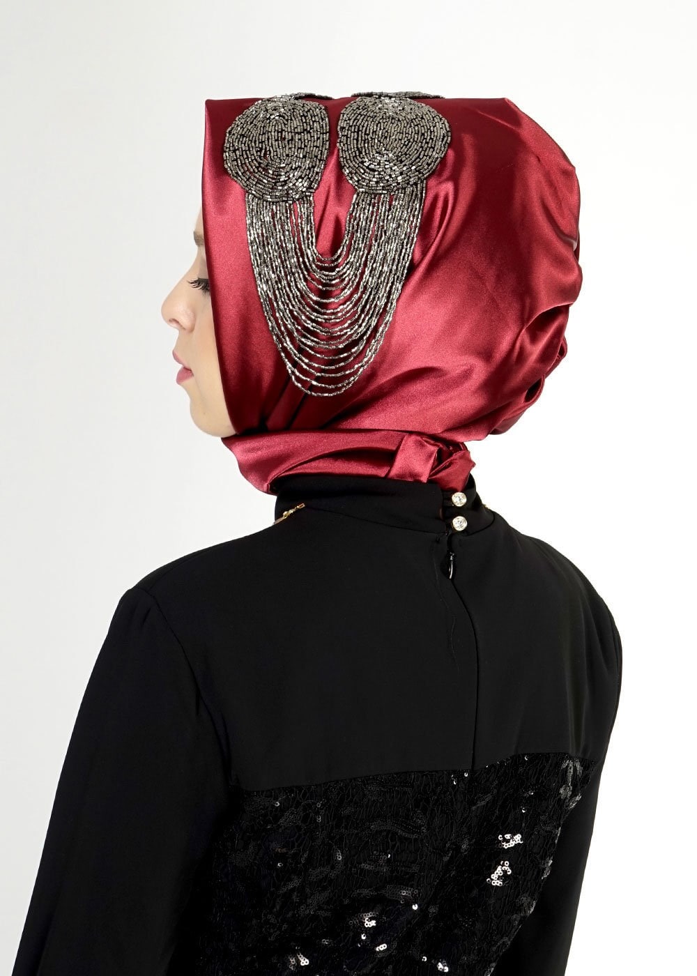 Tesettür giyim BORDO 106003 ALVİNA HAZIR EŞARP