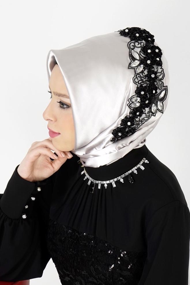 Vêtements hijab ARGENT 106027 ALVİNA HAZIR EŞARP - ALVİNA