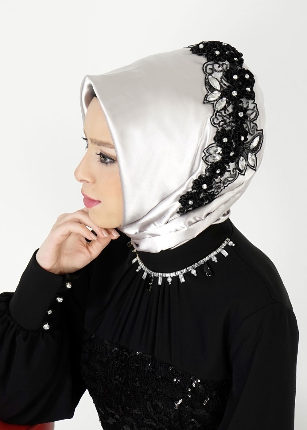 Vêtements hijab ARGENT 106027 ALVİNA HAZIR EŞARP