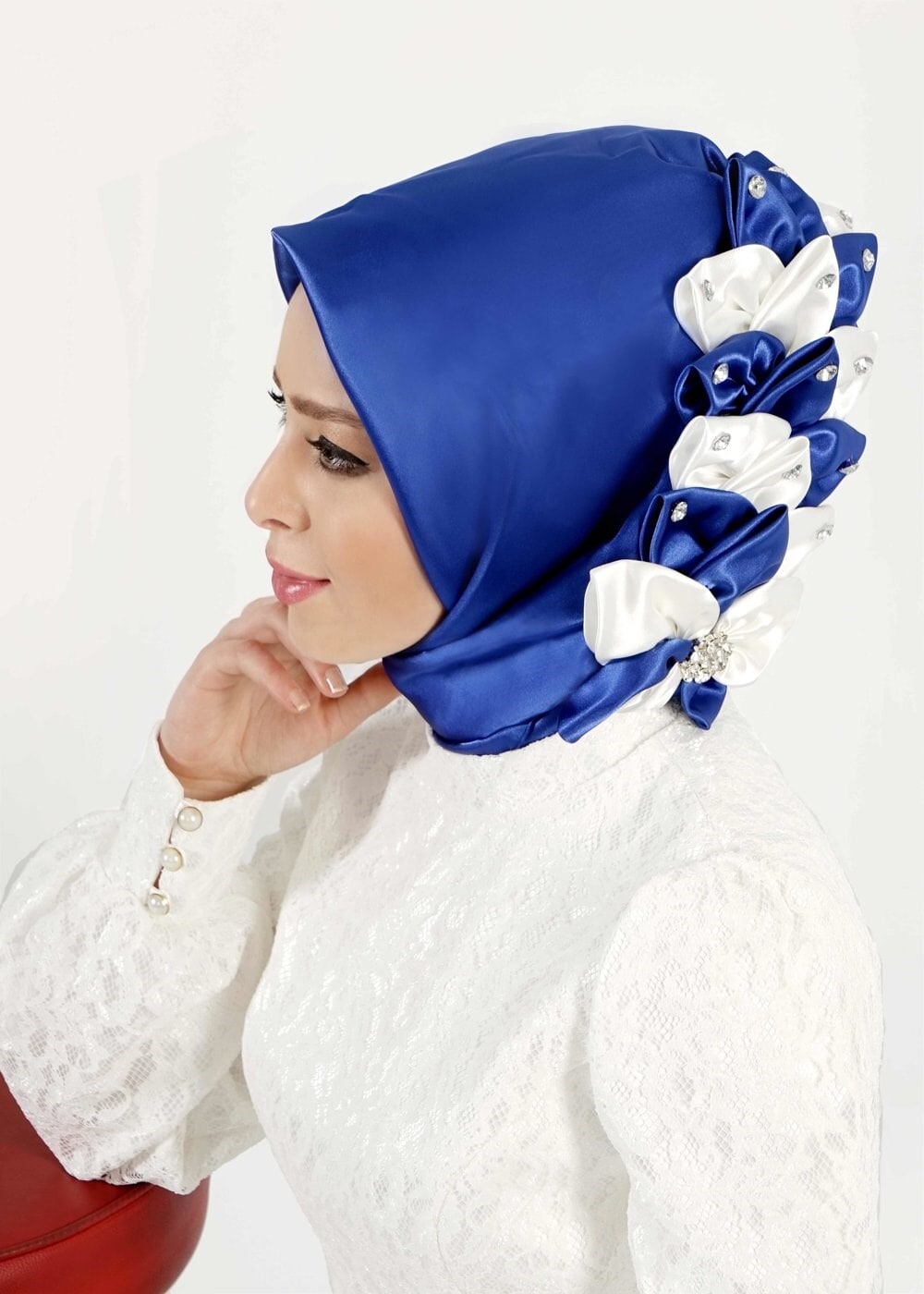 Tesettür giyim LACİVERT ALVİNA TAŞLI HAZIR EŞARP 106114