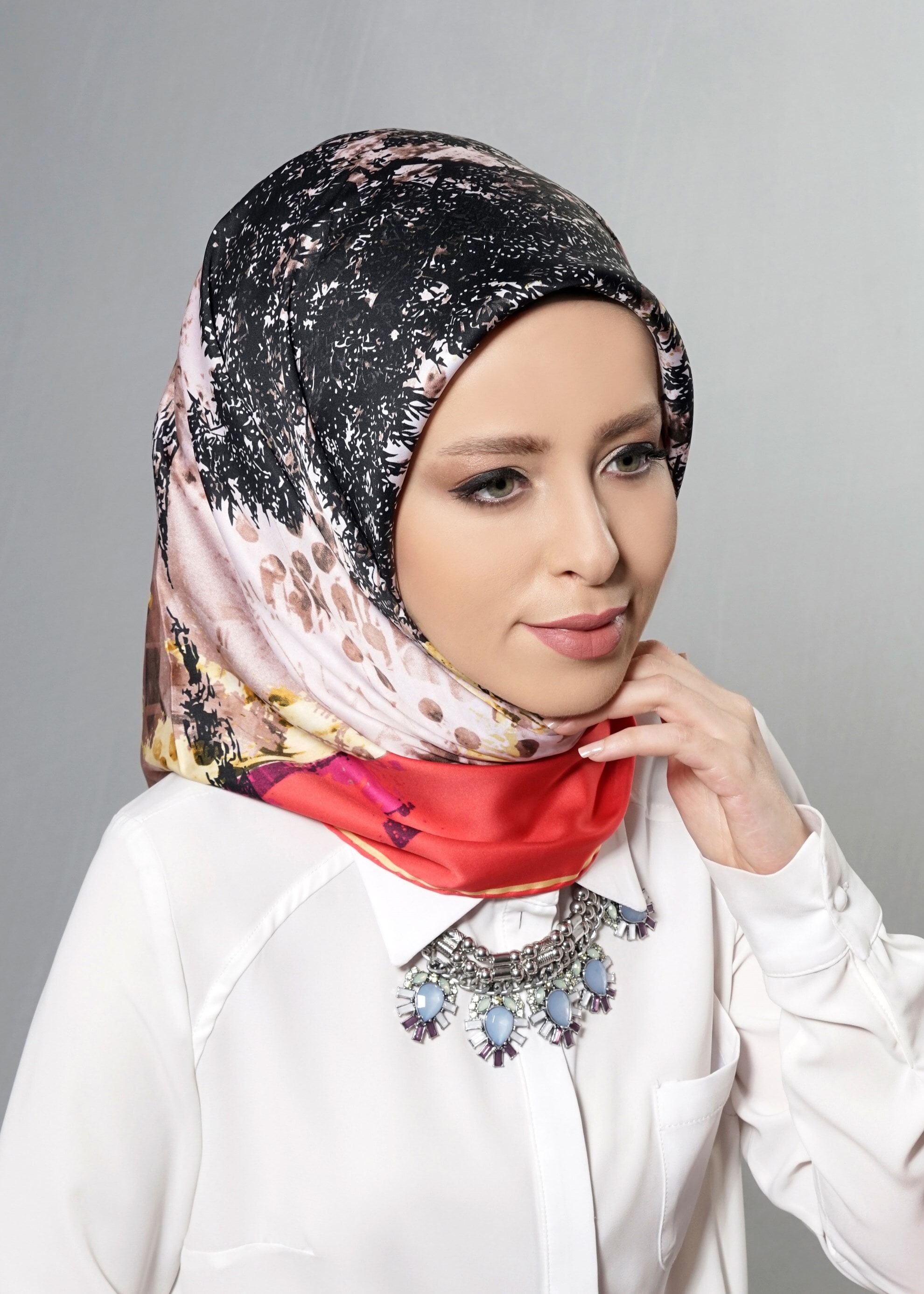 Tesettür giyim KAHVE 11269 ALVİNA DESENLİ EŞARP