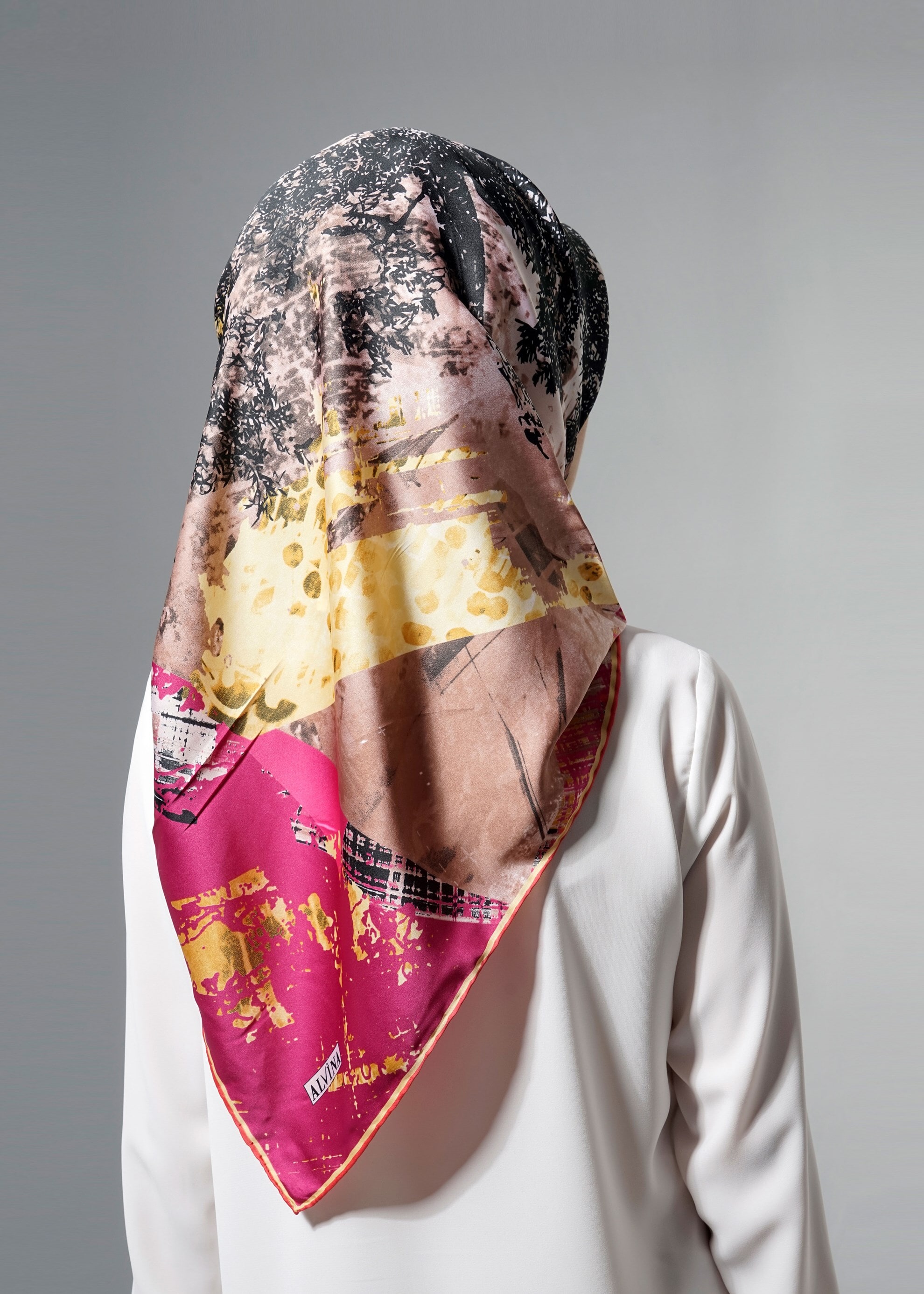 Tesettür giyim KAHVE 11269 ALVİNA DESENLİ EŞARP