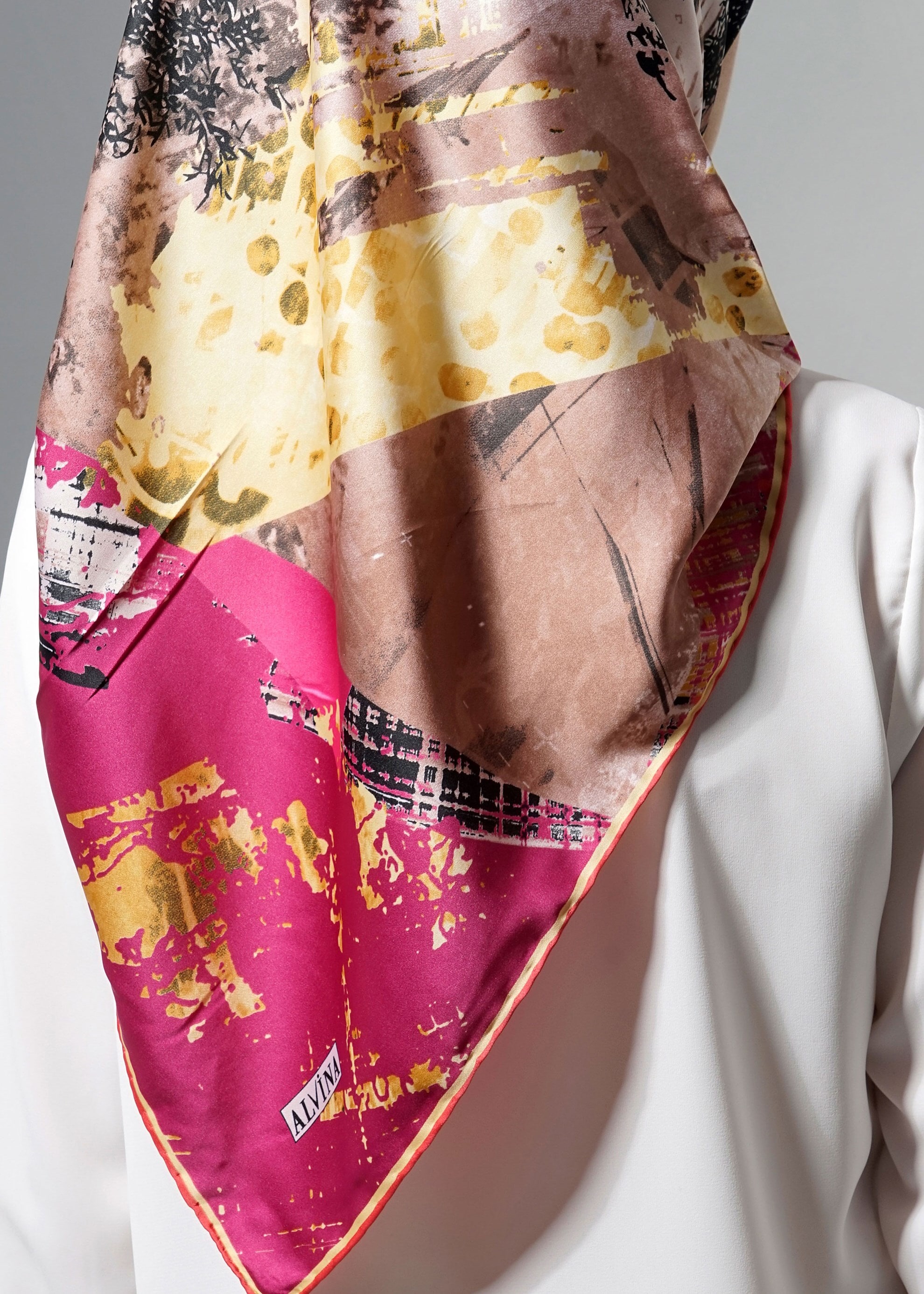 Tesettür giyim KAHVE 11269 ALVİNA DESENLİ EŞARP