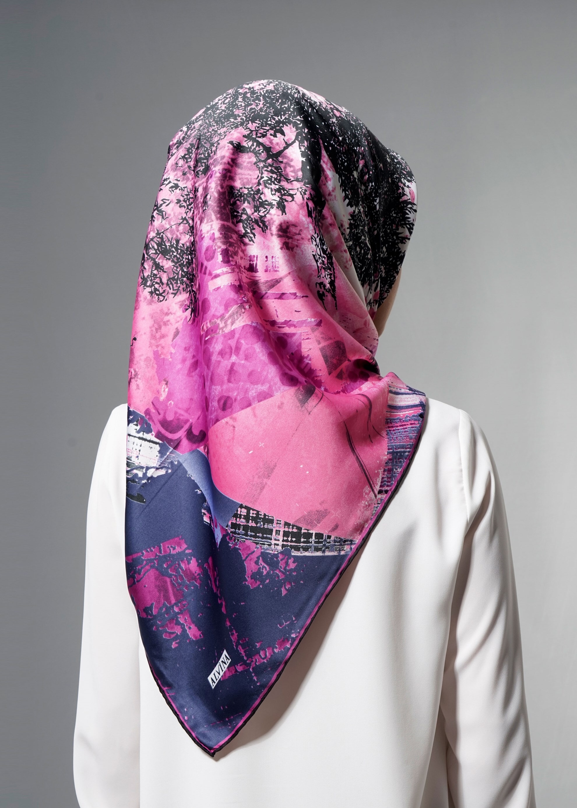 Tesettür giyim LACİVERT 11269 ALVİNA DESENLİ EŞARP