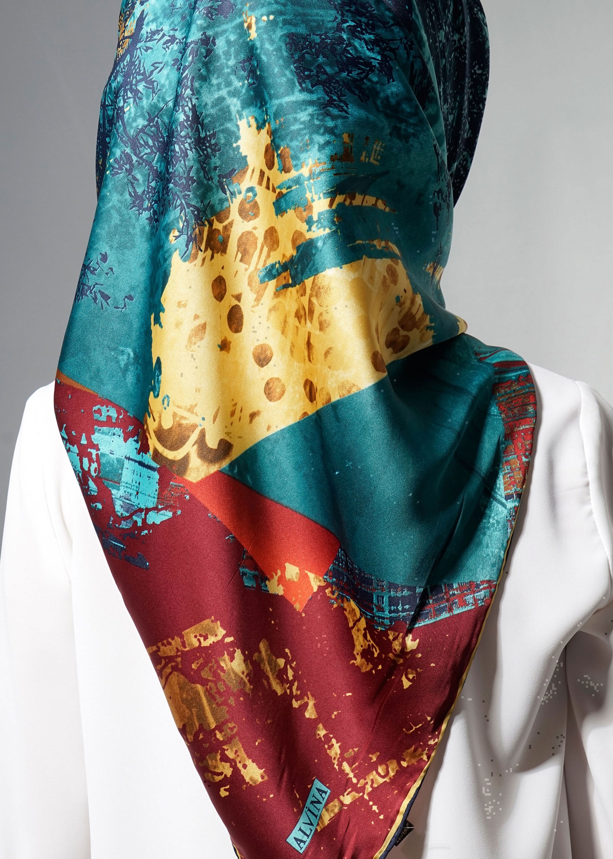 Tesettür giyim BORDO 11269 ALVİNA DESENLİ EŞARP