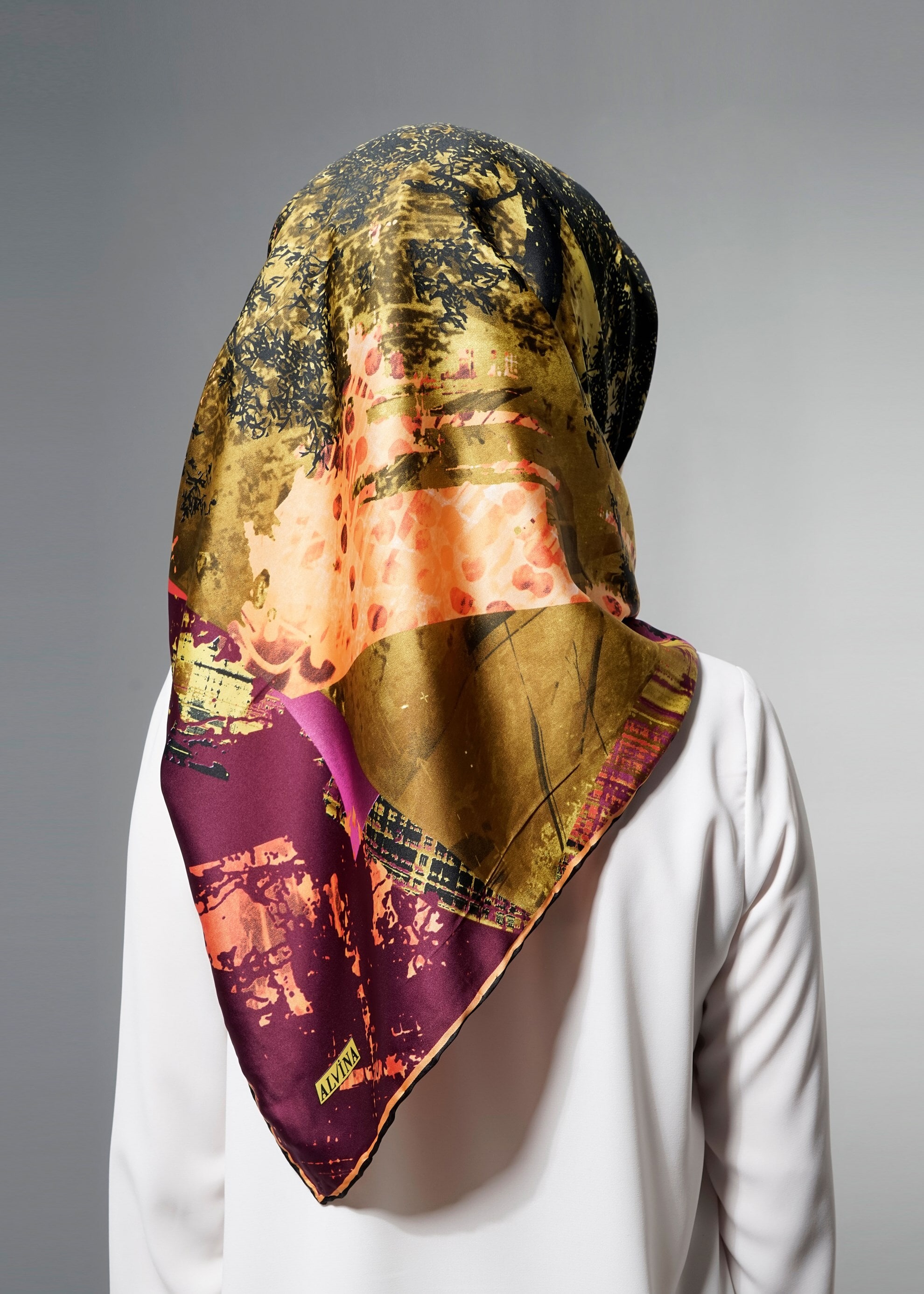 Tesettür giyim HAKİ 11269 ALVİNA DESENLİ EŞARP