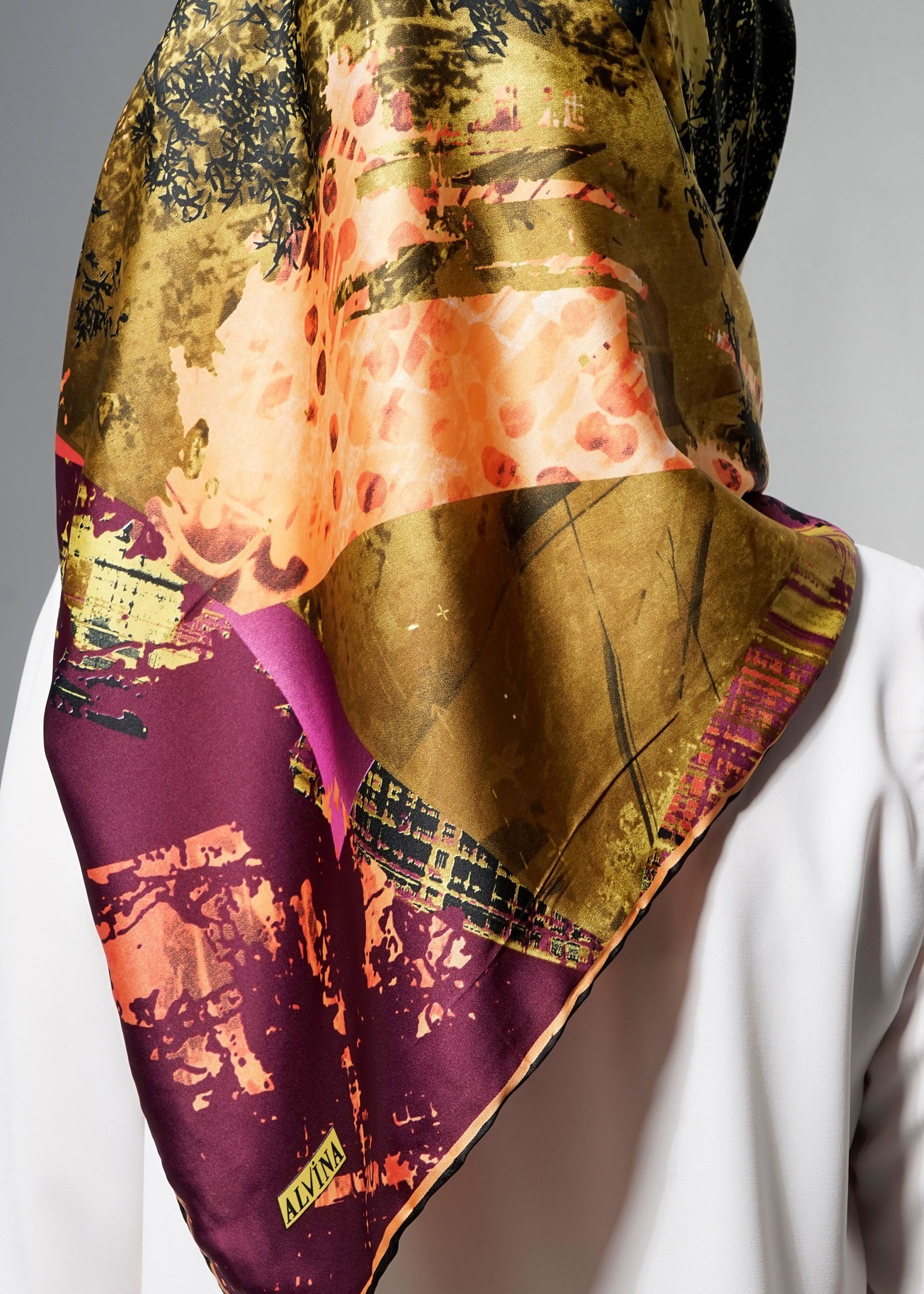 Tesettür giyim HAKİ 11269 ALVİNA DESENLİ EŞARP