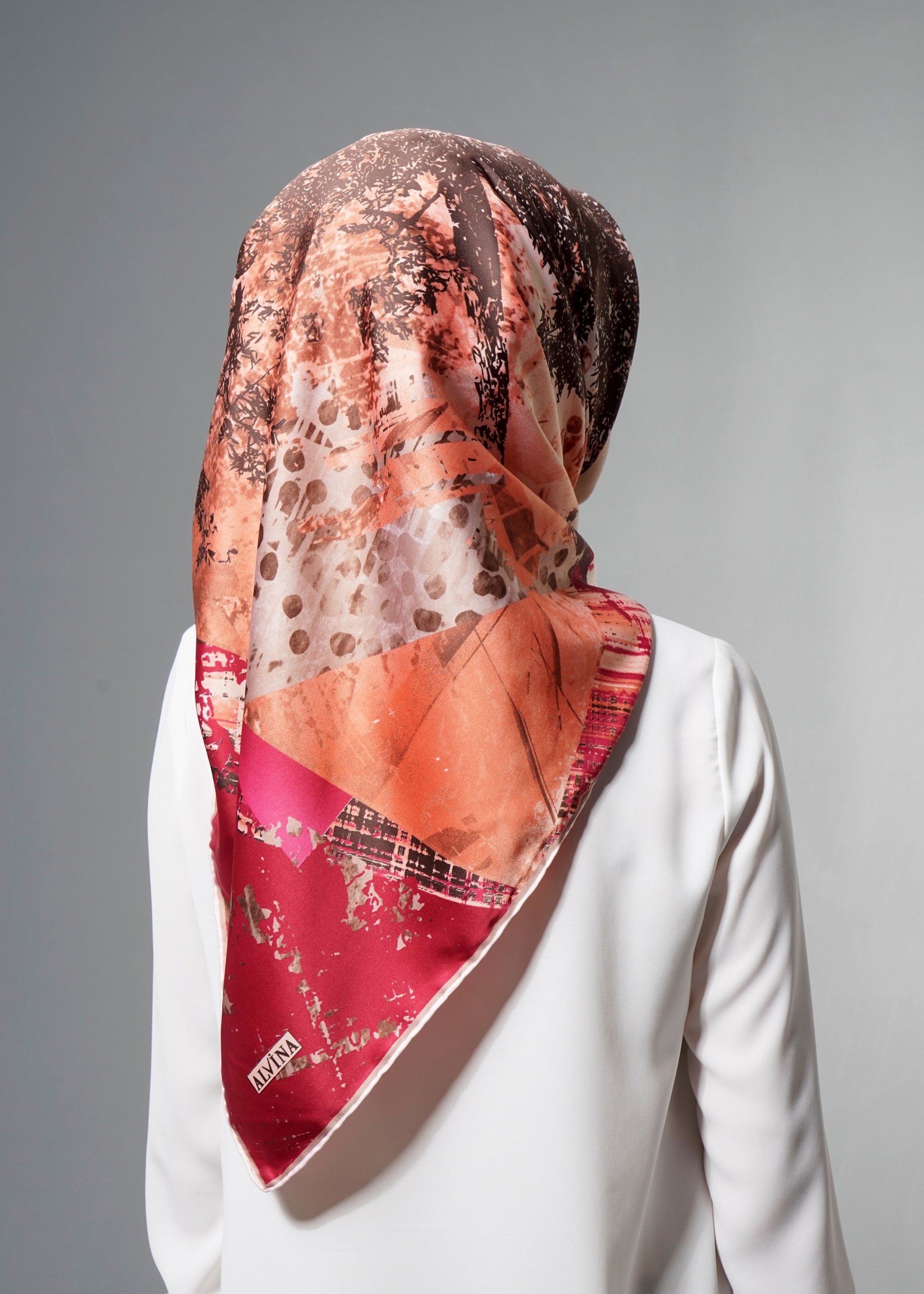 Tesettür giyim BORDO 11269 ALVİNA DESENLİ EŞARP