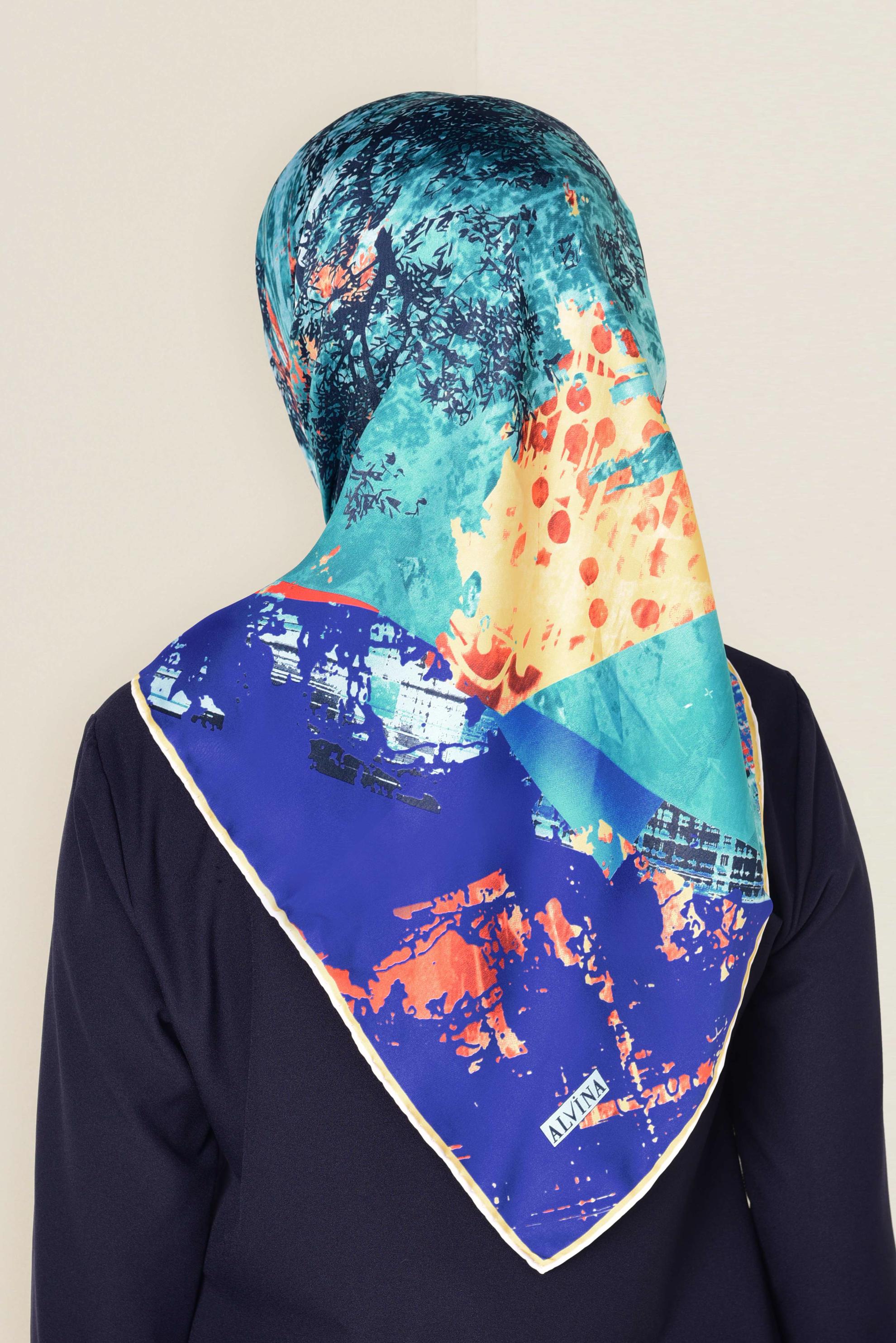 Tesettür giyim LACİVERT 11269 ALVİNA DESENLİ EŞARP