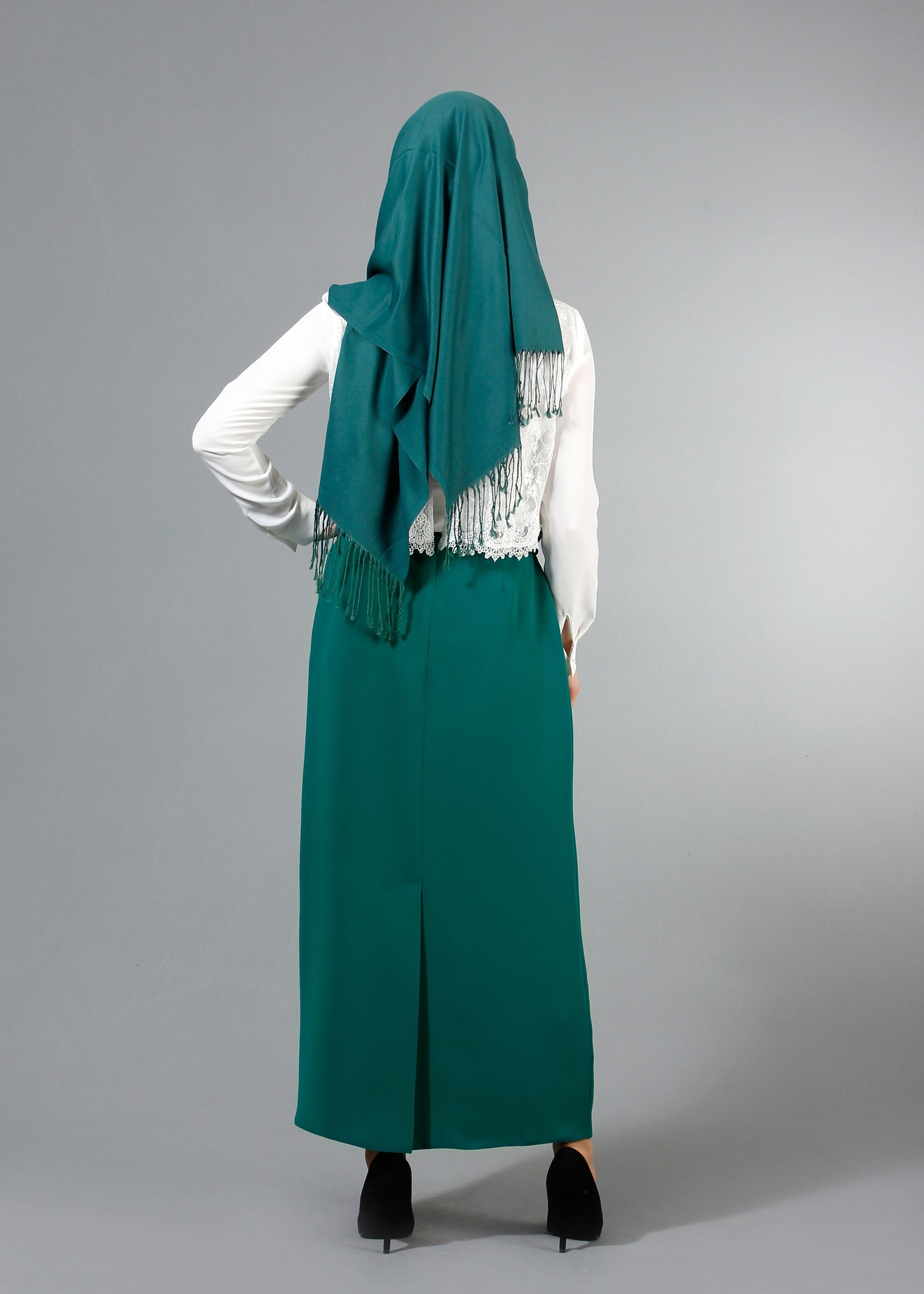 Tesettür giyim YEŞİL 6760 Linsey Tesettür Etek 40/48 TEK38