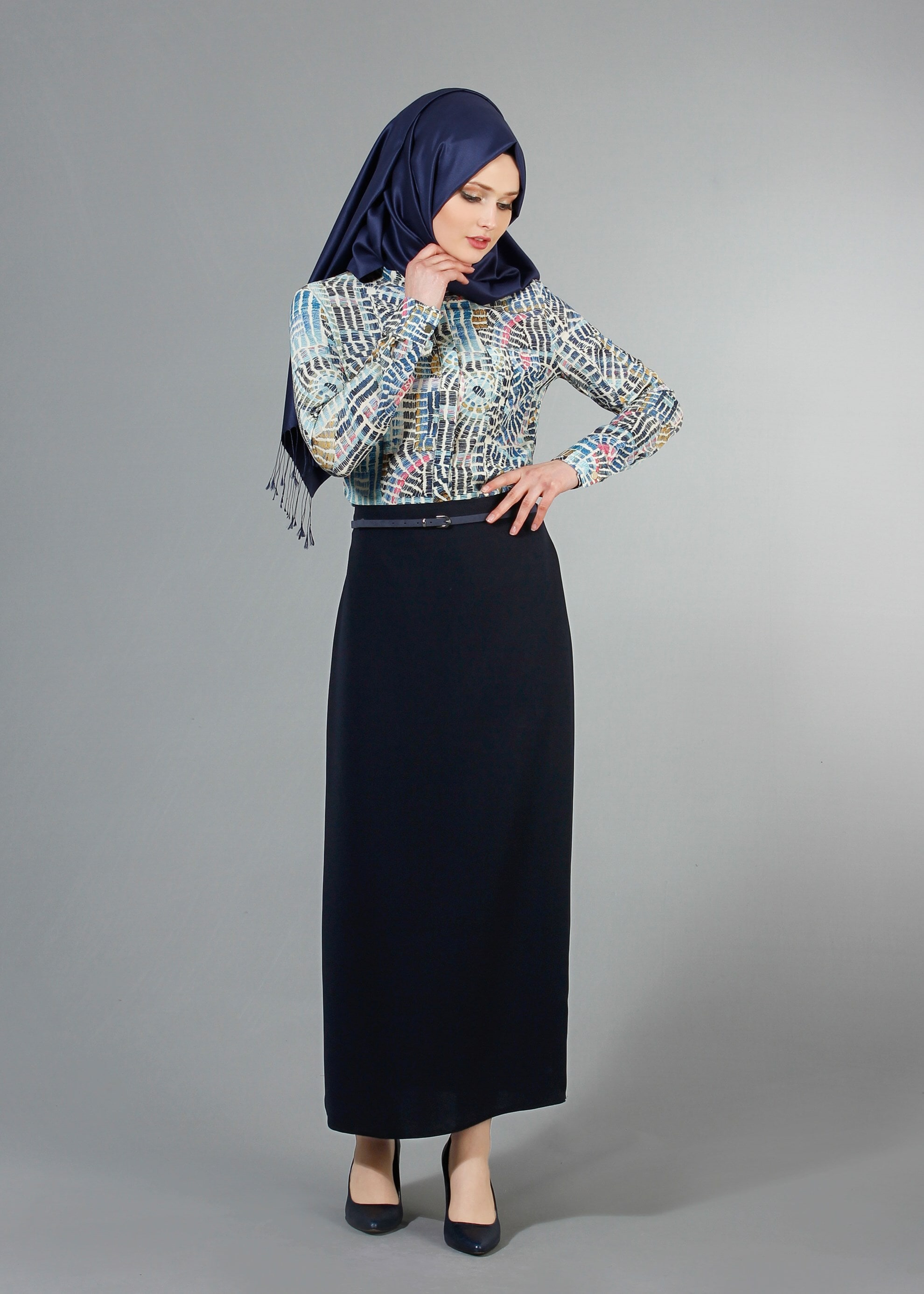 Tesettür giyim LACİVERT 6760 Linsey Tesettür Etek 40/48 TEK38