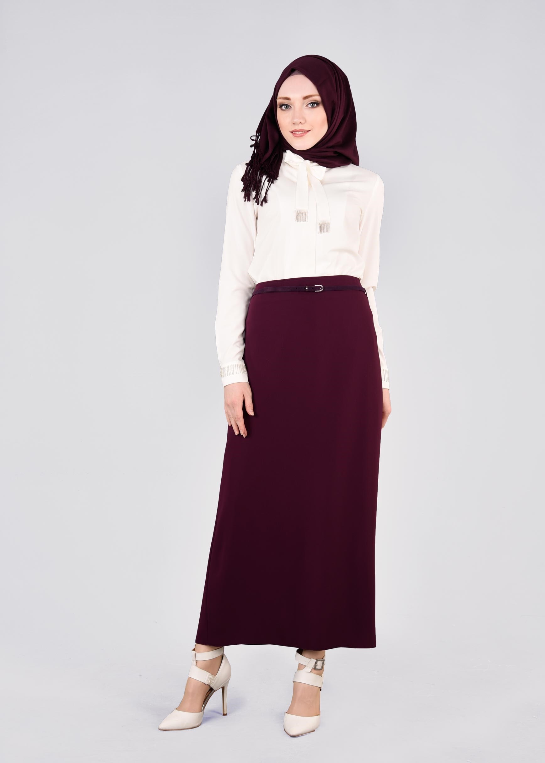 Tesettür giyim MÜRDÜM 6760 Linsey Tesettür Etek 40/48 TEK38