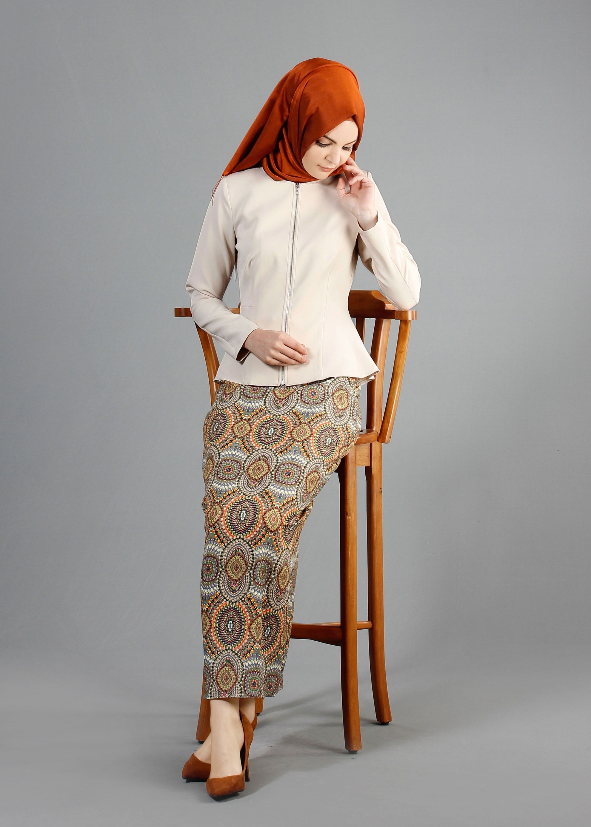 Tesettür giyim HAKİ 6831 Picante Tesettür Etek 36/44(38/40) TEK38