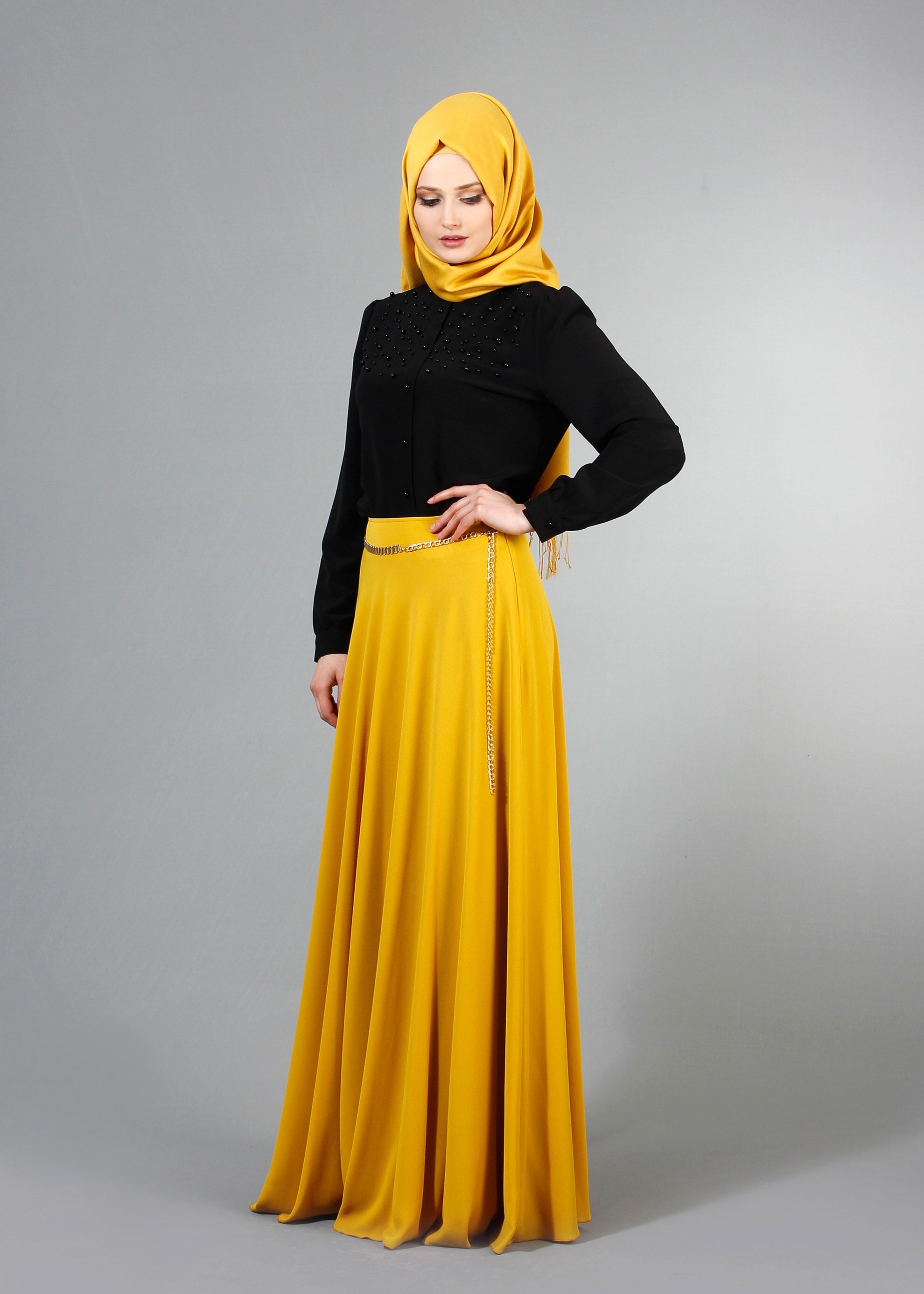 Tesettür giyim SARI 6832 Nişantaşı Tesettür Etek 36/44(38/40) TEK38
