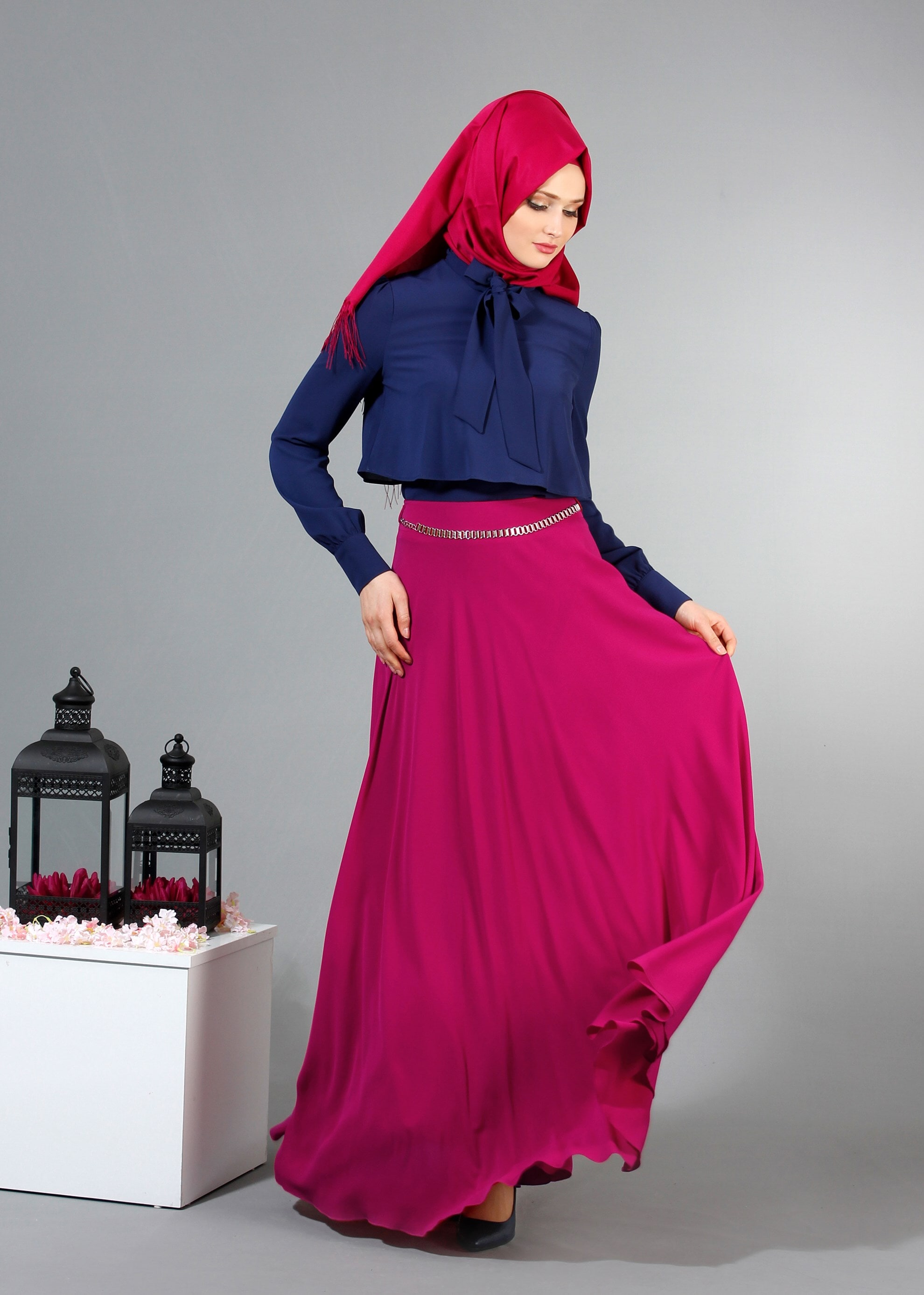 Tesettür giyim FUŞYA 6832 Nişantaşı Tesettür Etek 36/44(38/40) TEK38