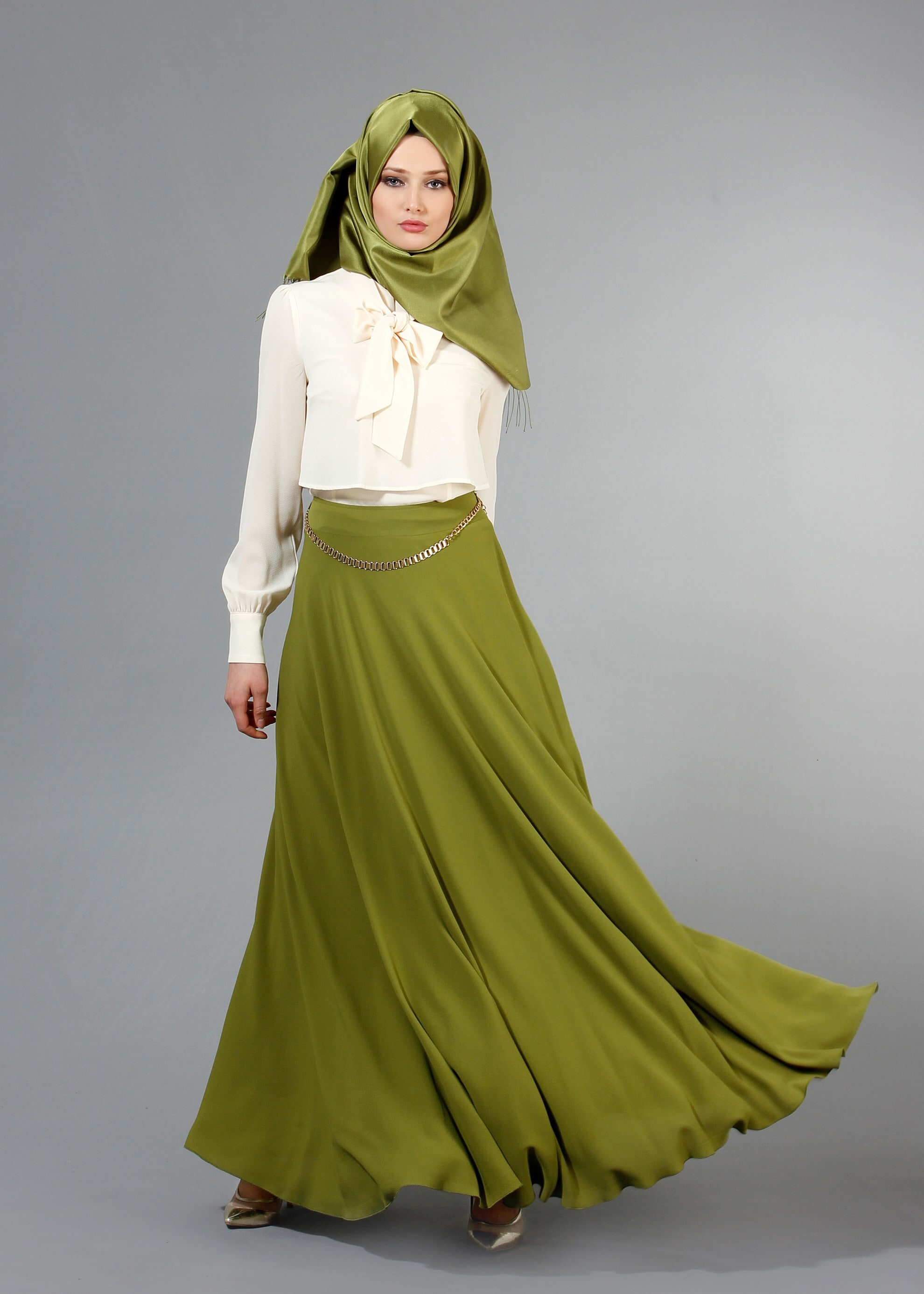 Tesettür giyim YEŞİL 6832 Nişantaşı Tesettür Etek 36/44(38/40) TEK38