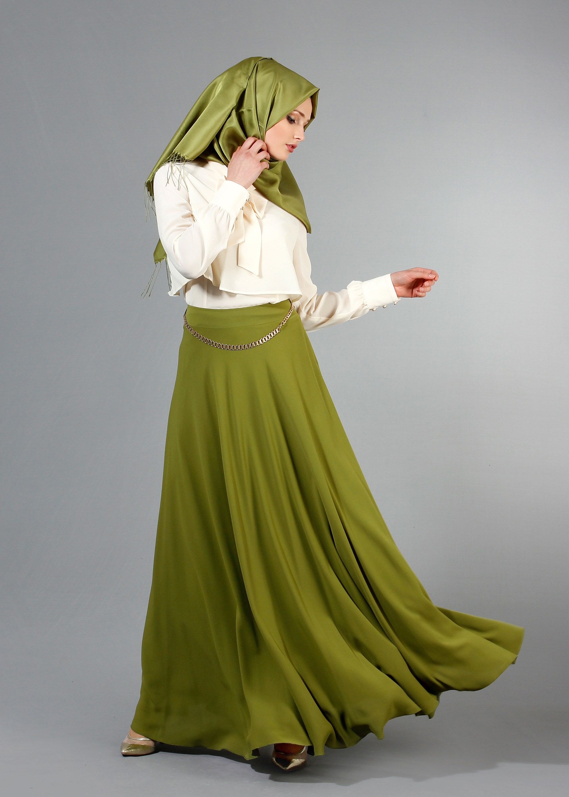 Tesettür giyim YEŞİL 6832 Nişantaşı Tesettür Etek 36/44(38/40) TEK38