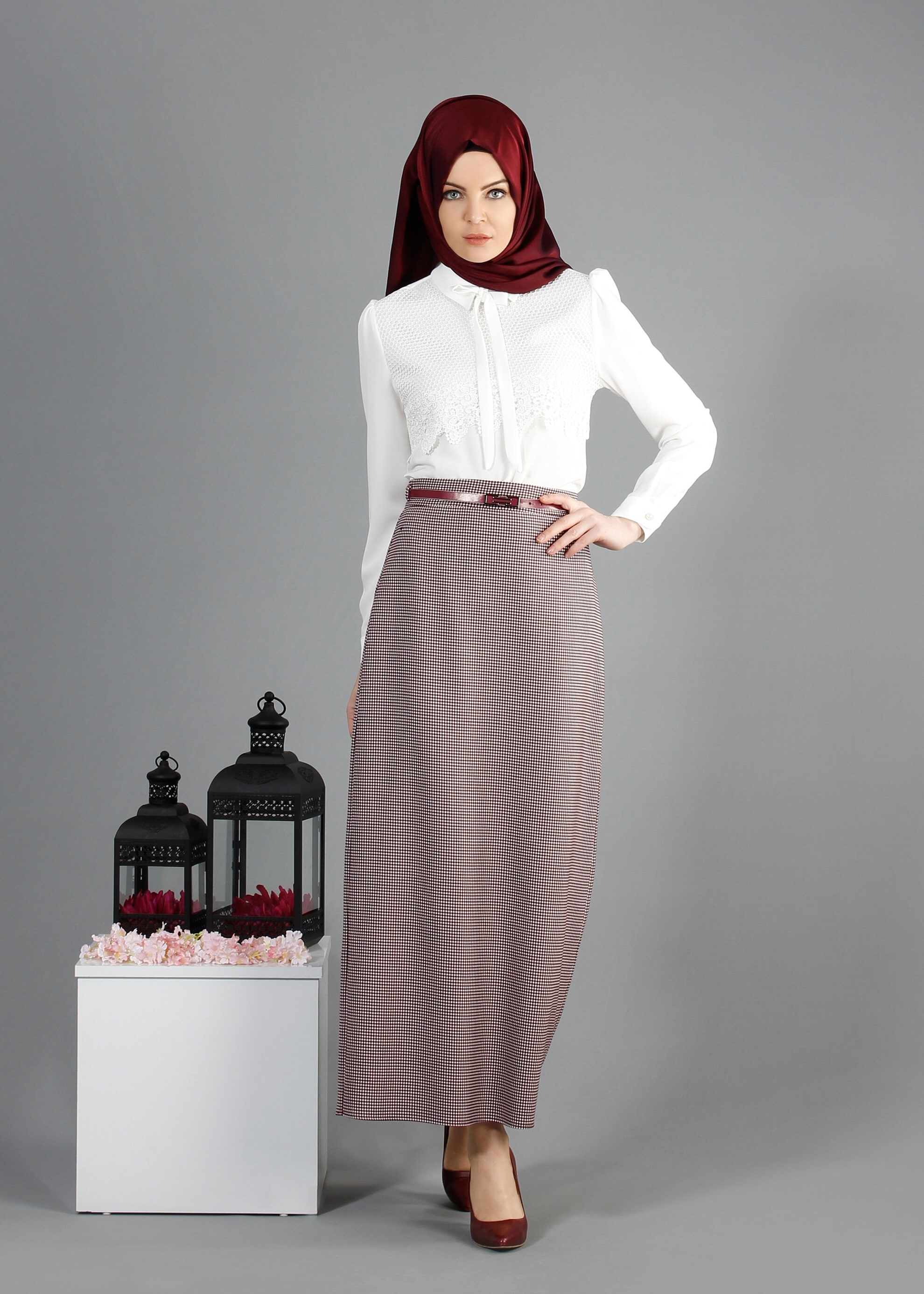 Tesettür giyim BORDO 6833 Forever Tesettür Etek 38/44 TEK40