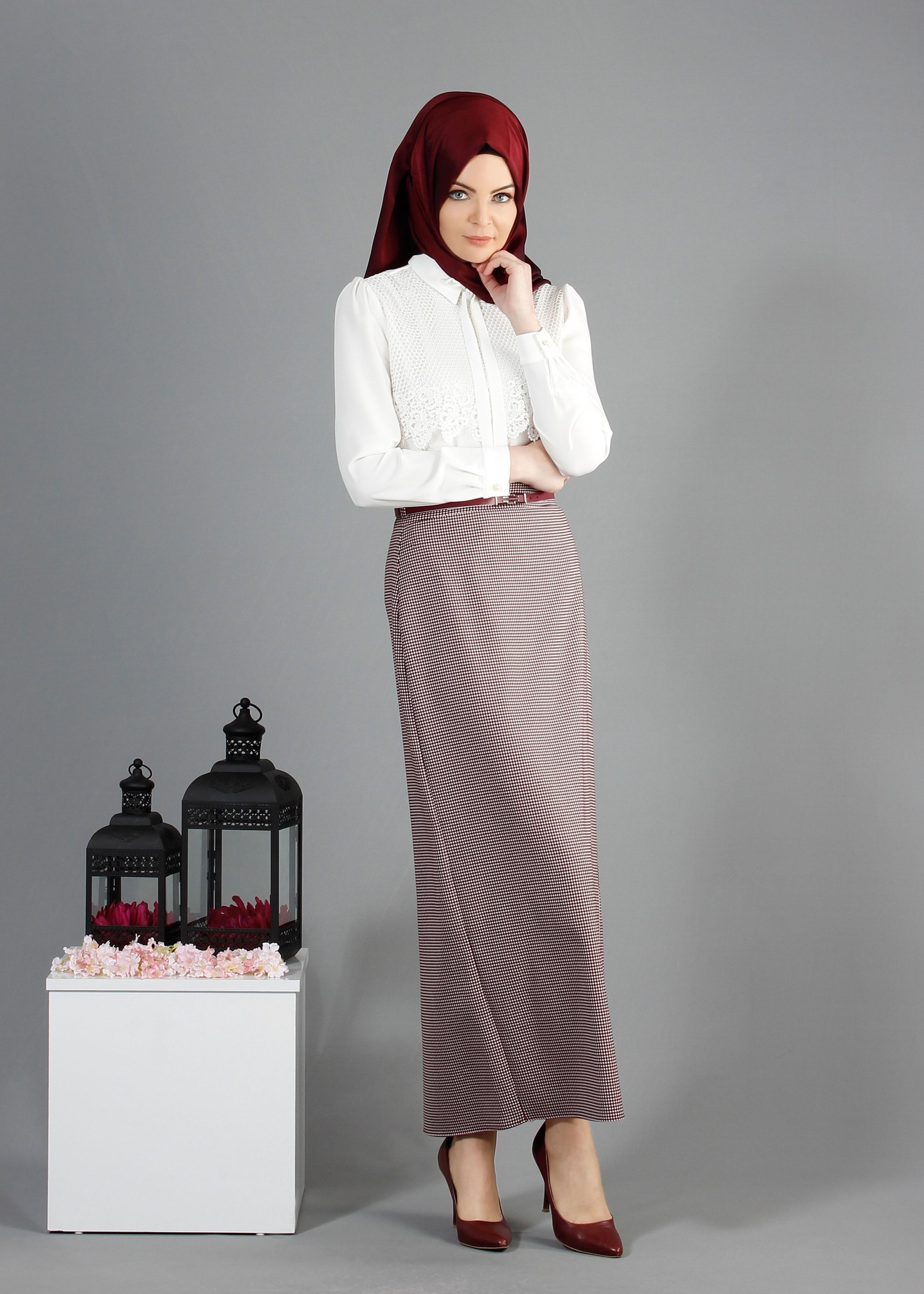 Tesettür giyim BORDO 6833 Forever Tesettür Etek 38/44 TEK40