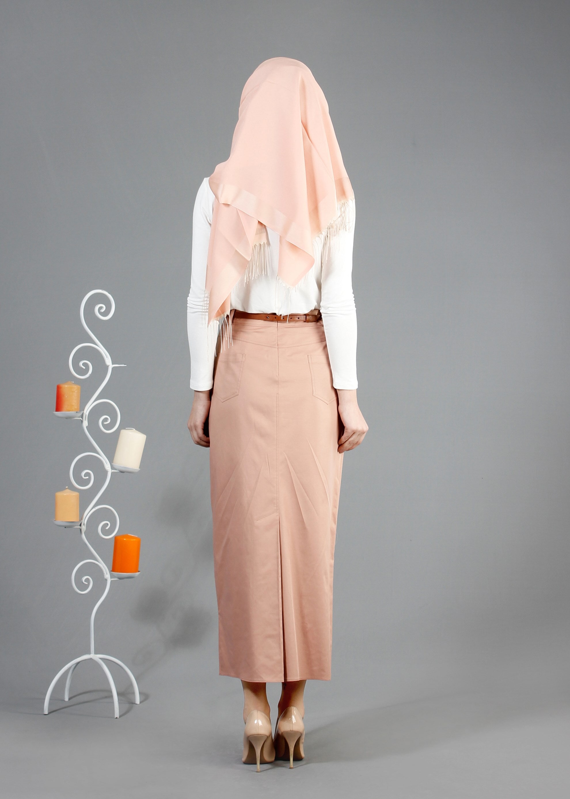 Tesettür giyim KAHVE CEP DETAYLI DÜZ KESİM ETEK 6835