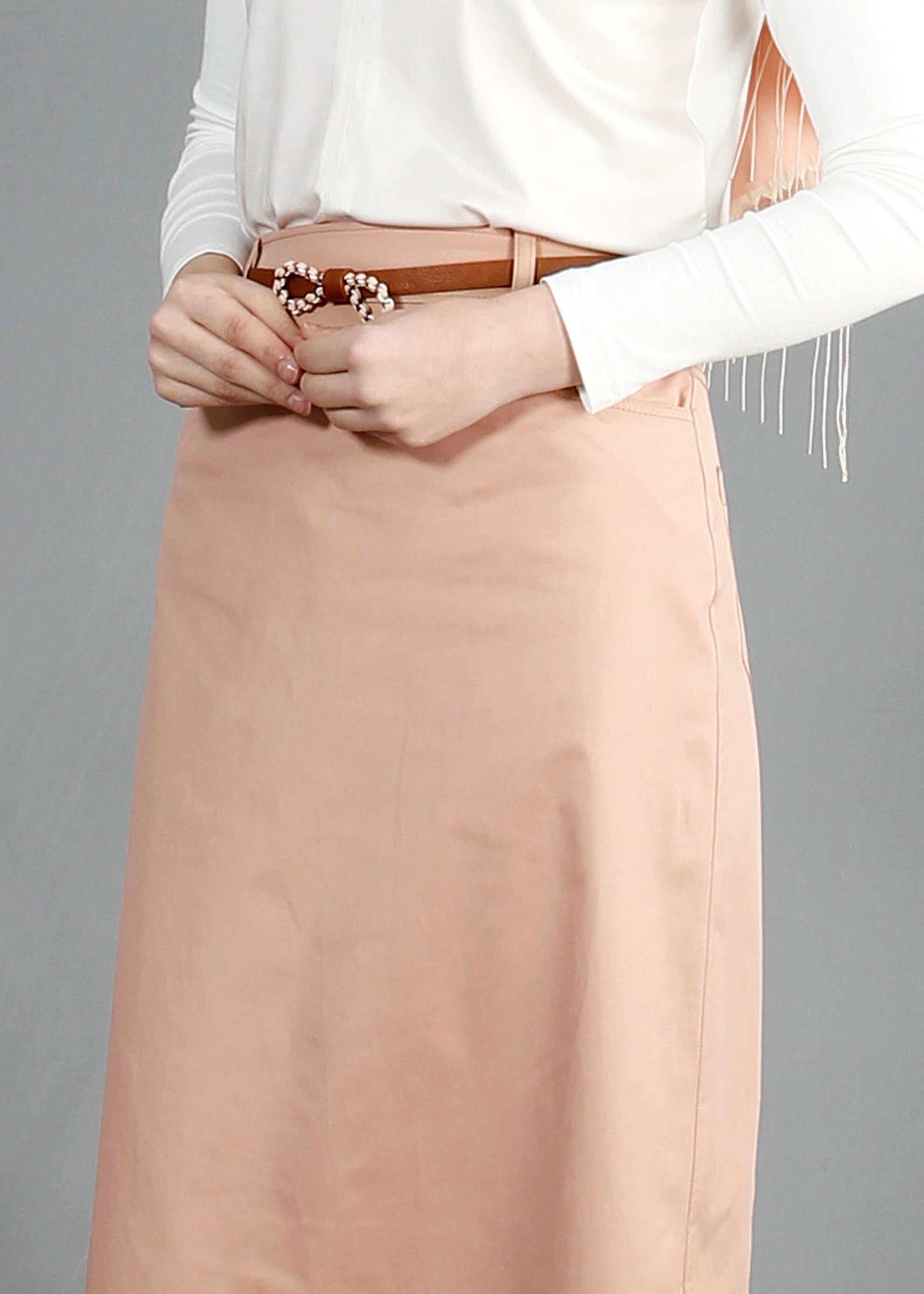 Tesettür giyim KAHVE CEP DETAYLI DÜZ KESİM ETEK 6835