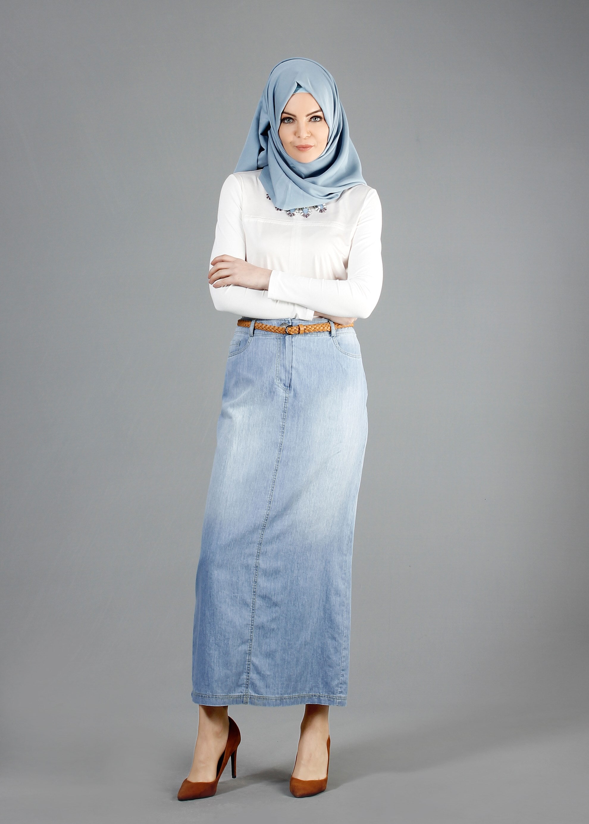 Tesettür giyim LACİVERT 6837 Tencel Dream Tesettür Etek 38/44 TEK38