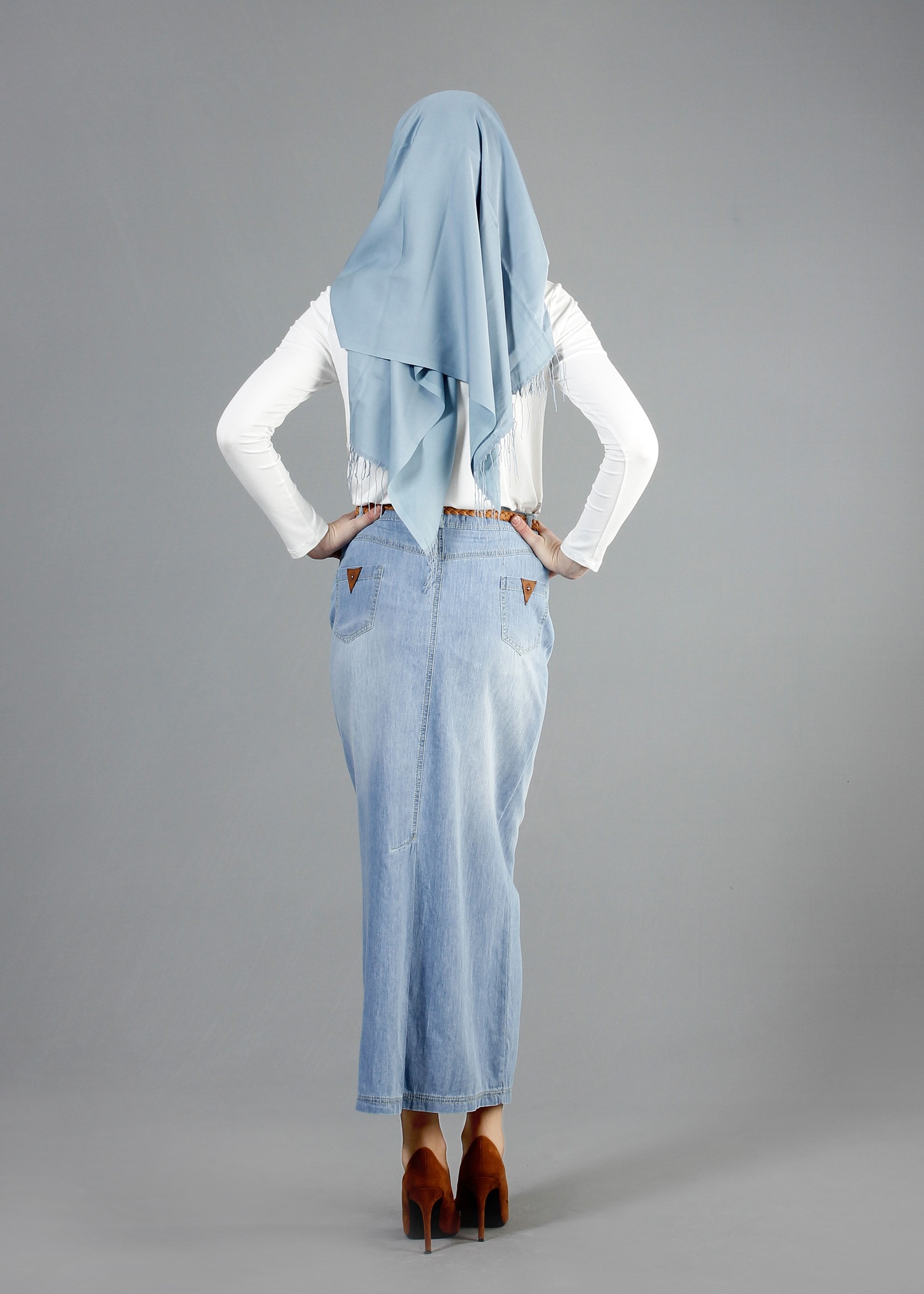 Tesettür giyim LACİVERT 6837 Tencel Dream Tesettür Etek 38/44 TEK38