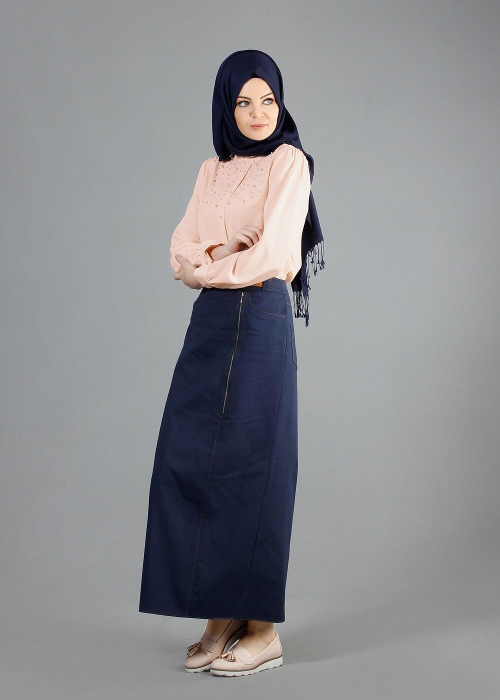 Tesettür giyim LACİVERT 6838 Owen Tesettür Etek 38/46 TEK38