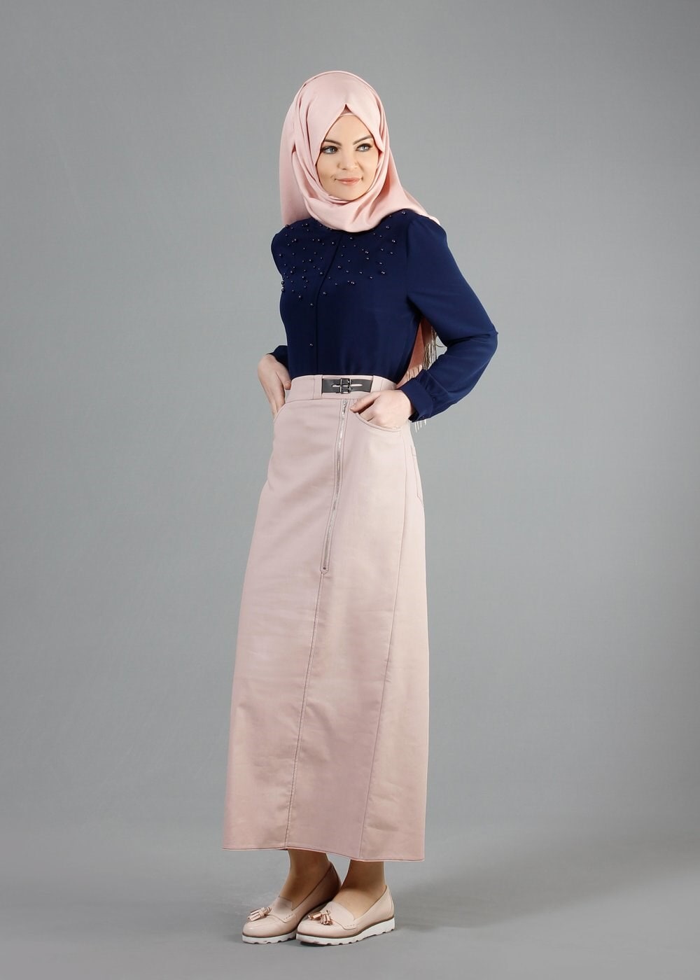 Tesettür giyim PUDRA 6838 Owen Tesettür Etek 38/46 TEK38