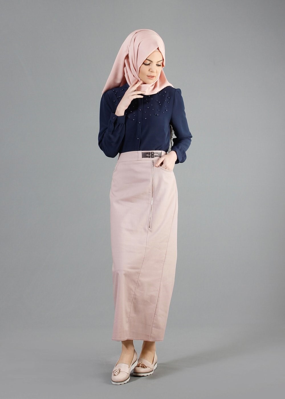 Tesettür giyim PUDRA 6838 Owen Tesettür Etek 38/46 TEK38