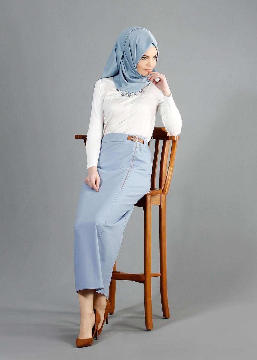 Tesettür giyim MAVİ 6838 Owen Tesettür Etek 38/46 TEK38