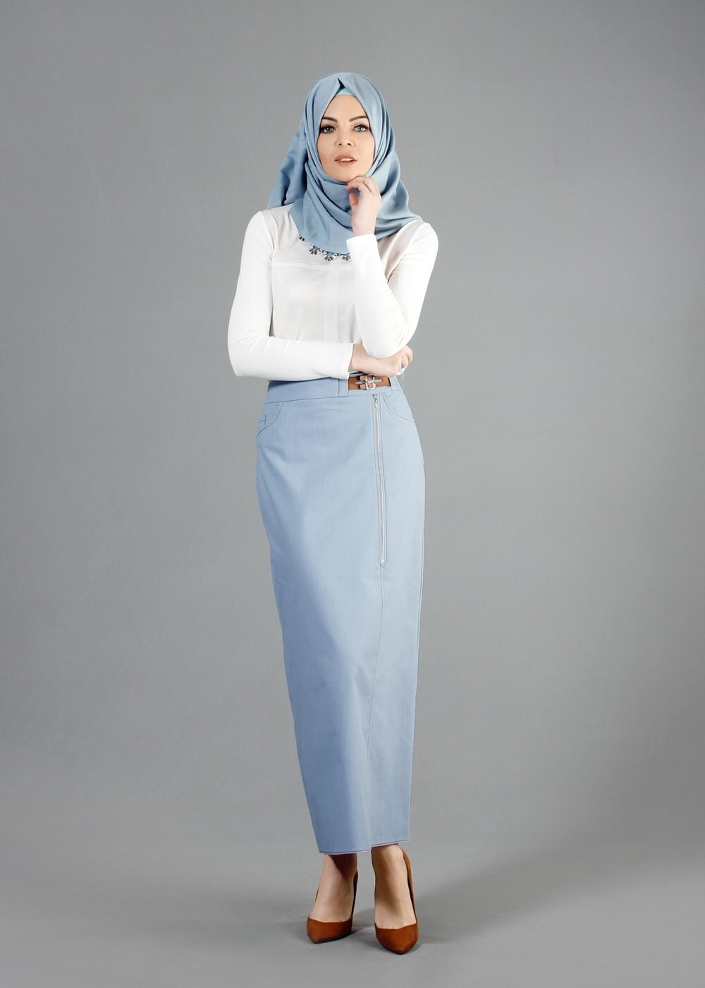 Tesettür giyim MAVİ 6838 Owen Tesettür Etek 38/46 TEK38