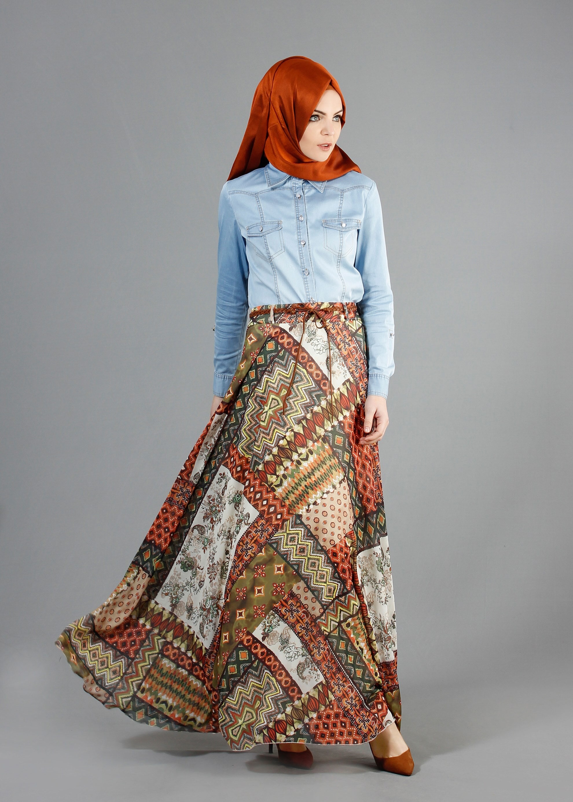 Tesettür giyim HAKİ 6839 Mars Tesettür Etek 36/44(38/40) TEK42