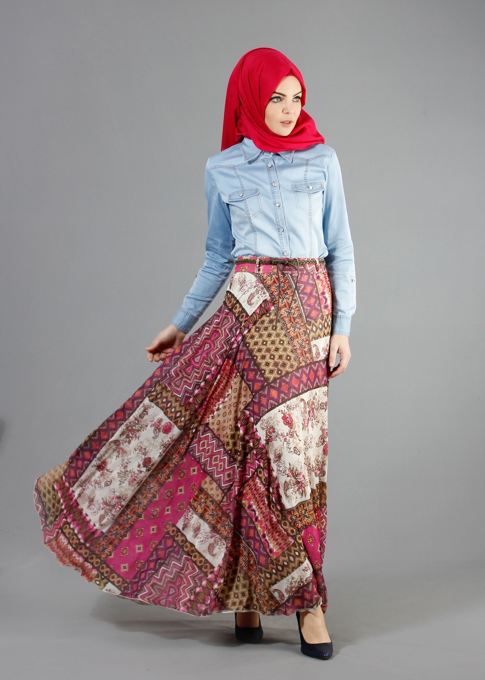 Tesettür giyim BORDO 6839 Mars Tesettür Etek 36/44(38/40) TEK42