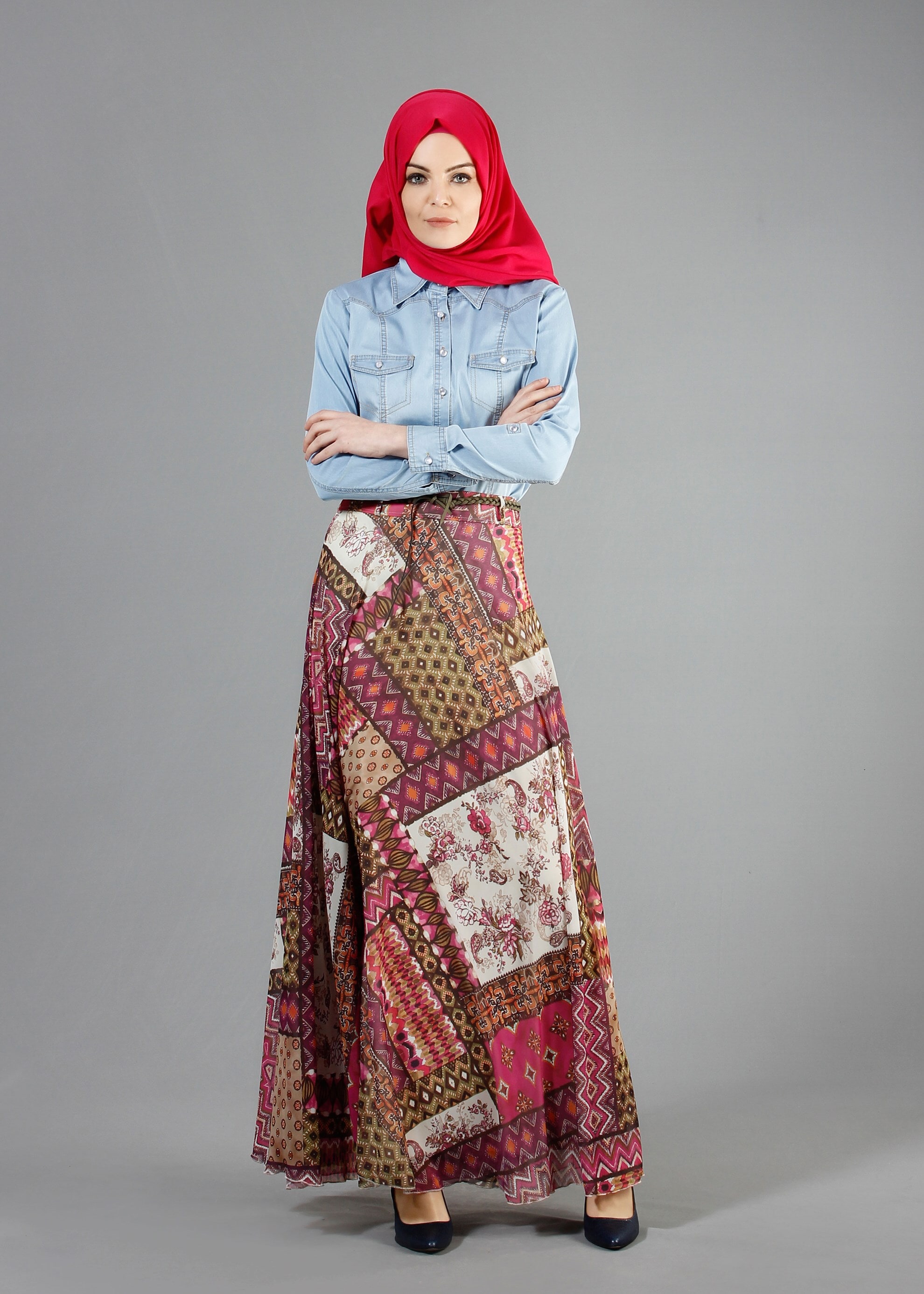 Tesettür giyim BORDO 6839 Mars Tesettür Etek 36/44(38/40) TEK42