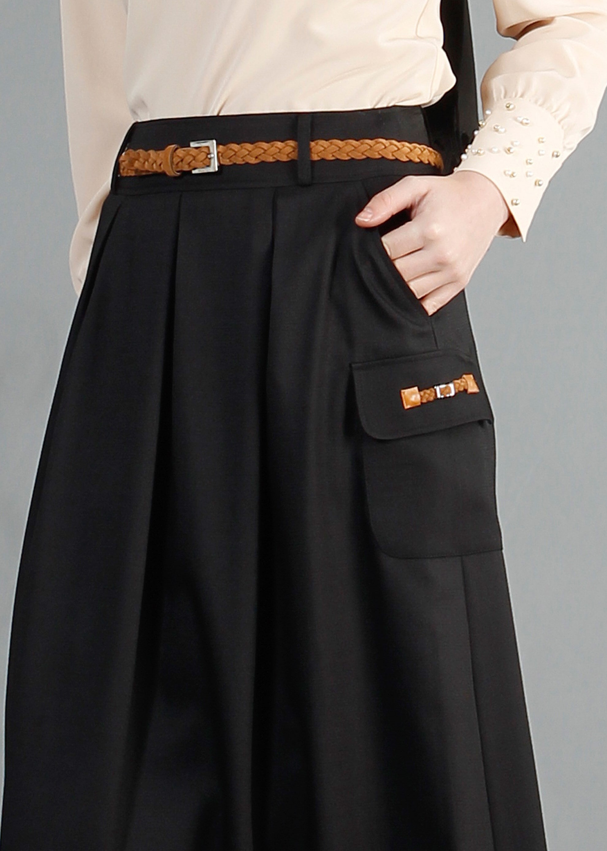 Tesettür giyim SİYAH 6840 Derin Tesettür Etek 36/42(38/40) TEK36