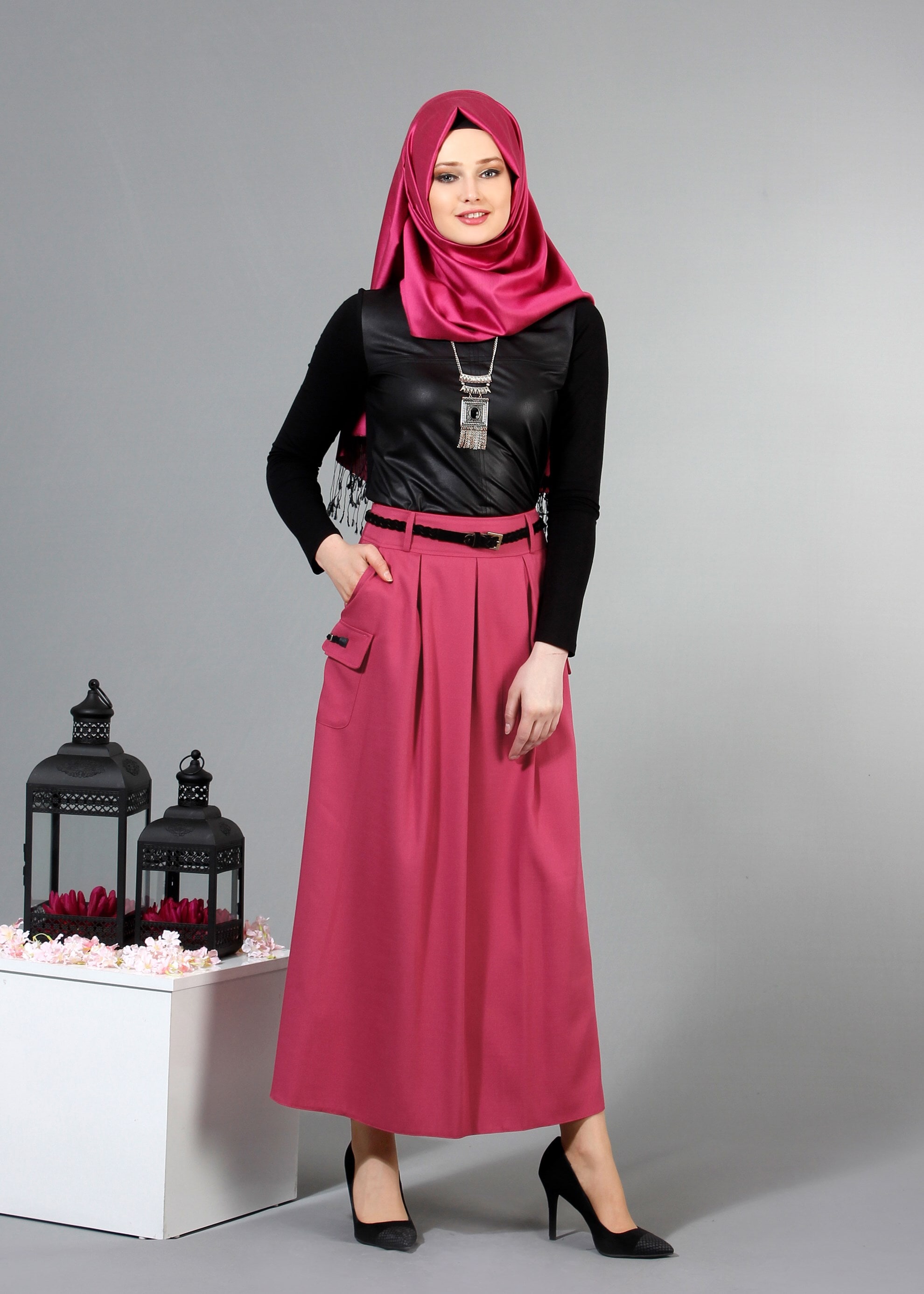 Tesettür giyim FUŞYA 6840 Derin Tesettür Etek 36/42(38/40) TEK36