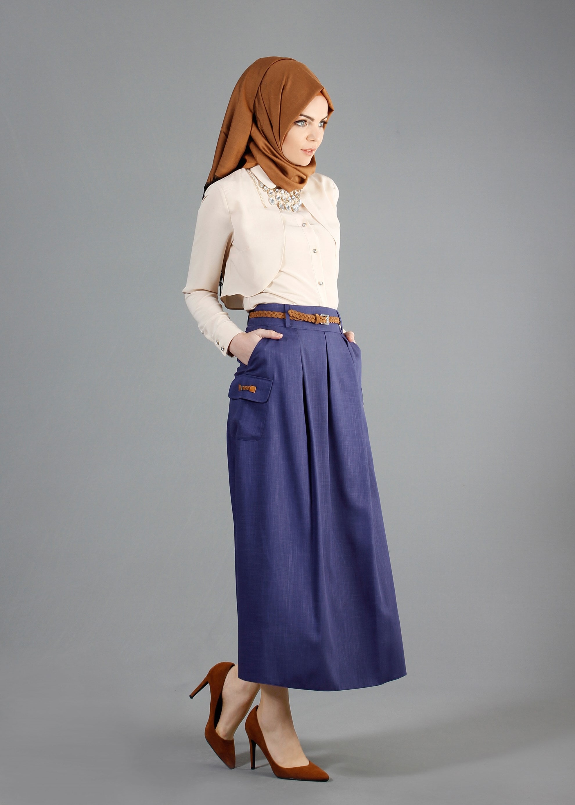 Tesettür giyim LACİVERT 6840 Derin Tesettür Etek 36/42(38/40) TEK36