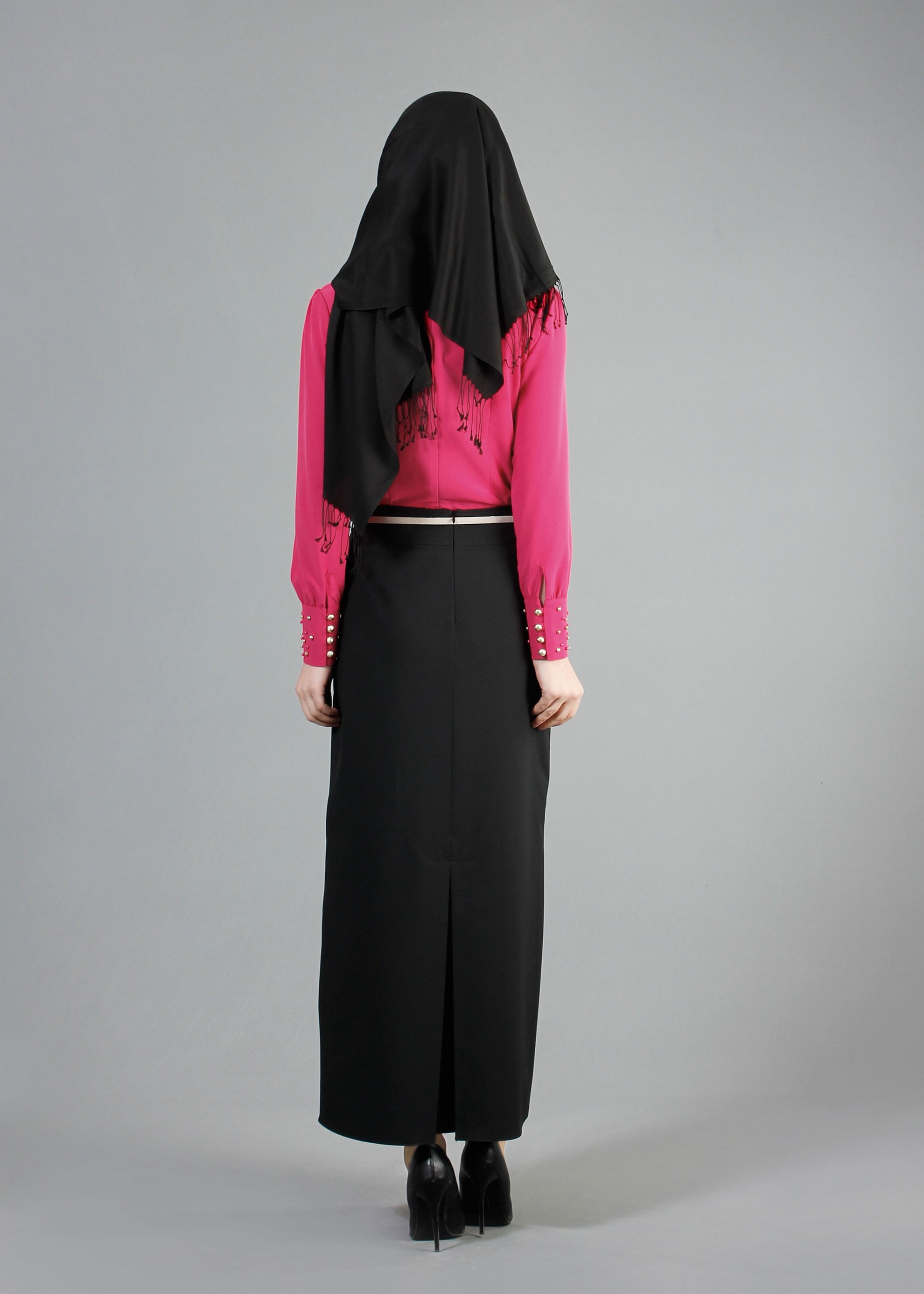 Tesettür giyim SİYAH FERMUAR DETAYLI DÜZ KESİM ETEK 6842