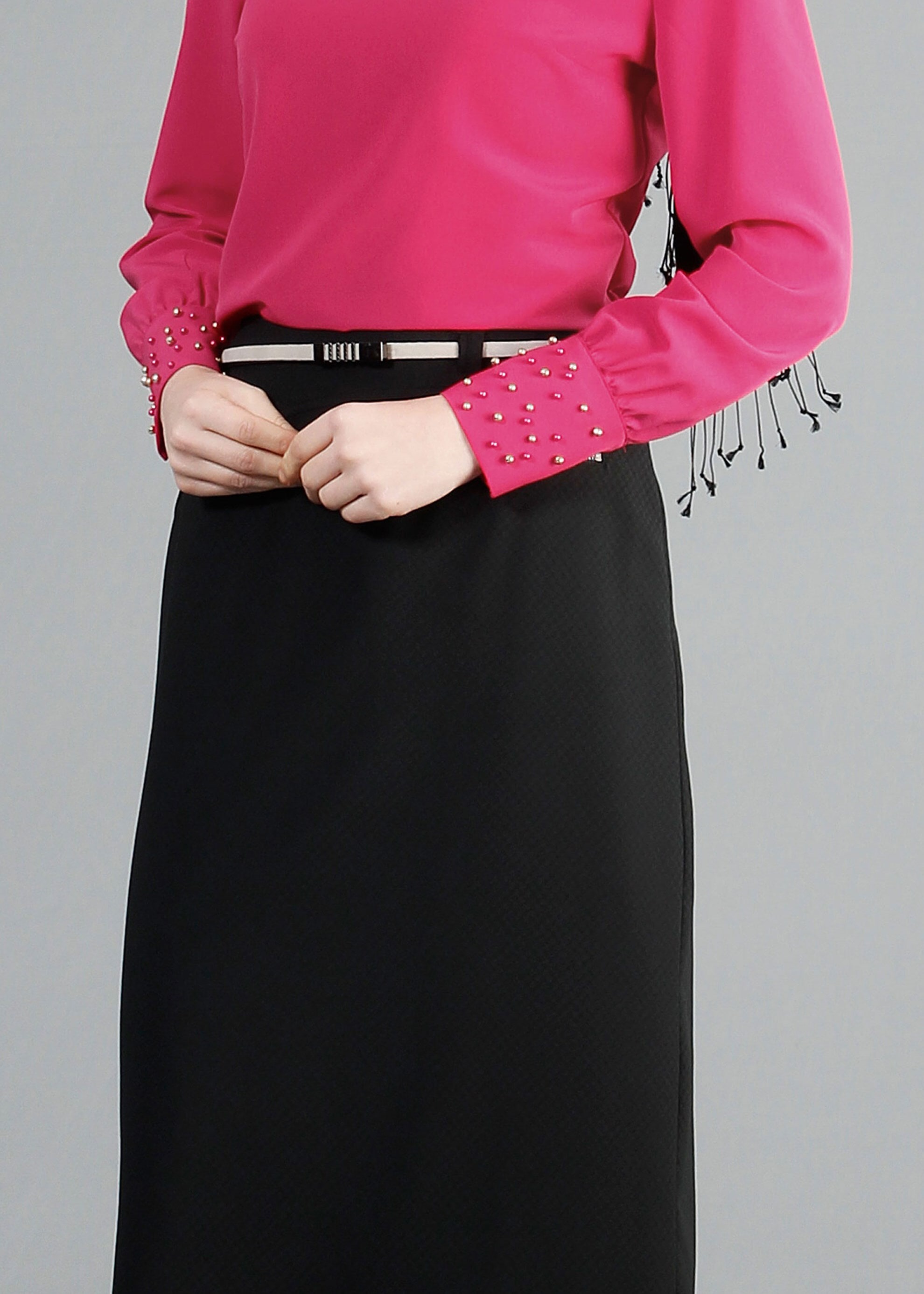 Tesettür giyim SİYAH FERMUAR DETAYLI DÜZ KESİM ETEK 6842