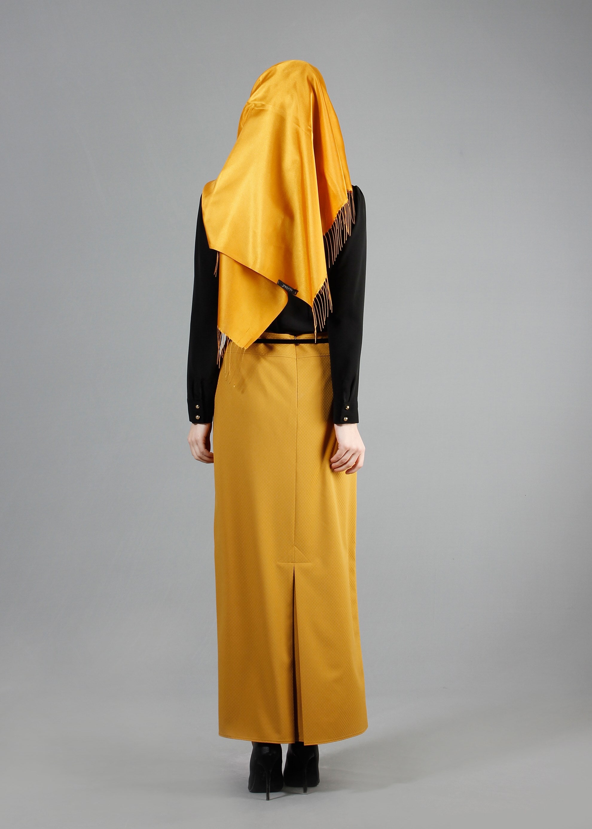 Tesettür giyim SARI FERMUAR DETAYLI DÜZ KESİM ETEK 6842