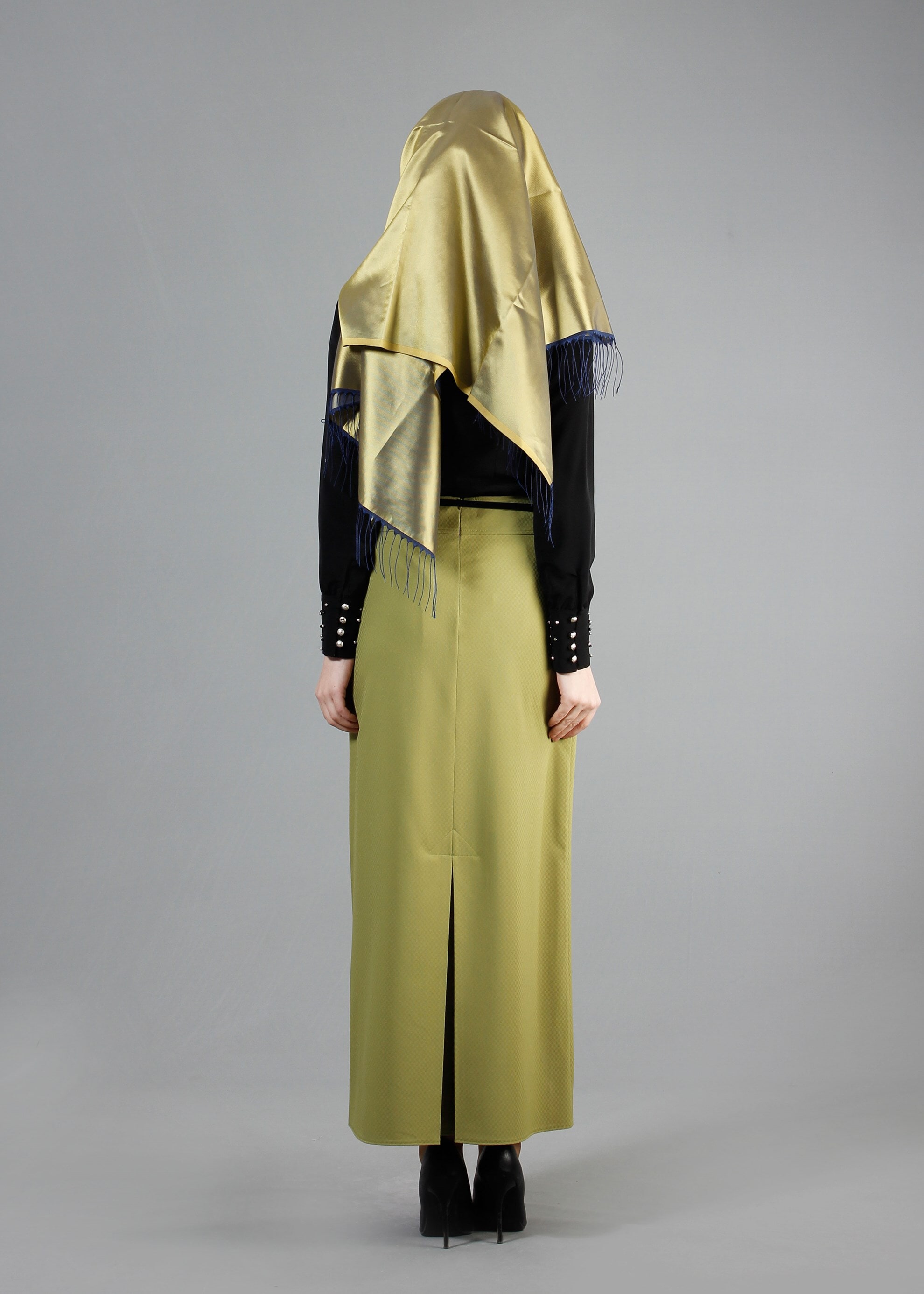 Tesettür giyim YEŞİL FERMUAR DETAYLI DÜZ KESİM ETEK 6842