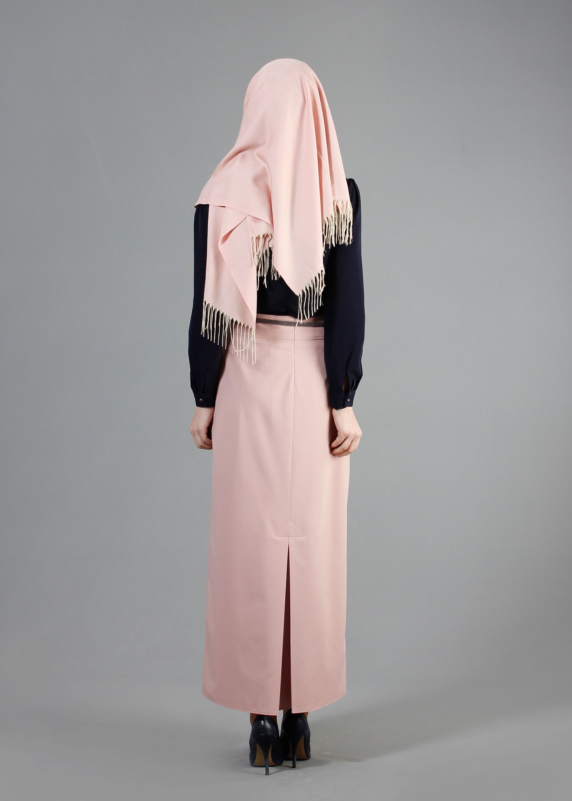 Tesettür giyim PUDRA FERMUAR DETAYLI DÜZ KESİM ETEK 6842