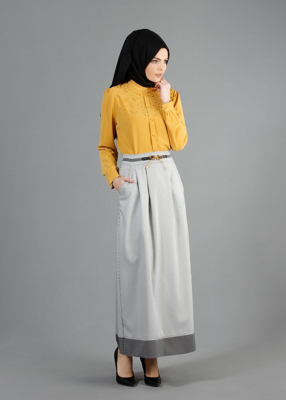 Tesettür giyim SİYAH 6843 G-706 Tesettür Etek 36/42(38-40)