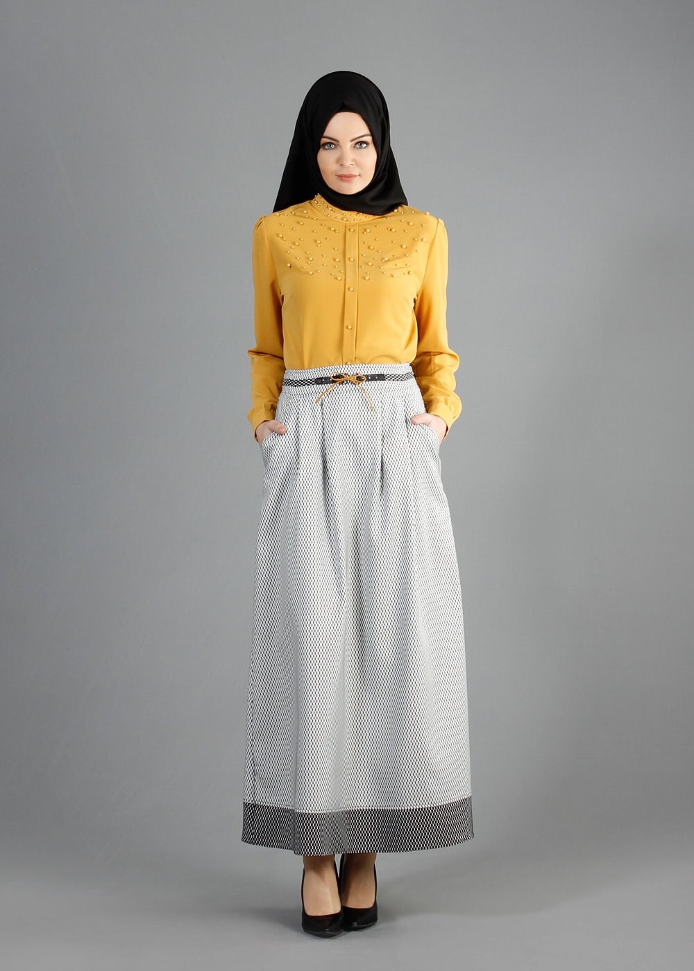 Tesettür giyim SİYAH 6843 G-706 Tesettür Etek 36/42(38-40)