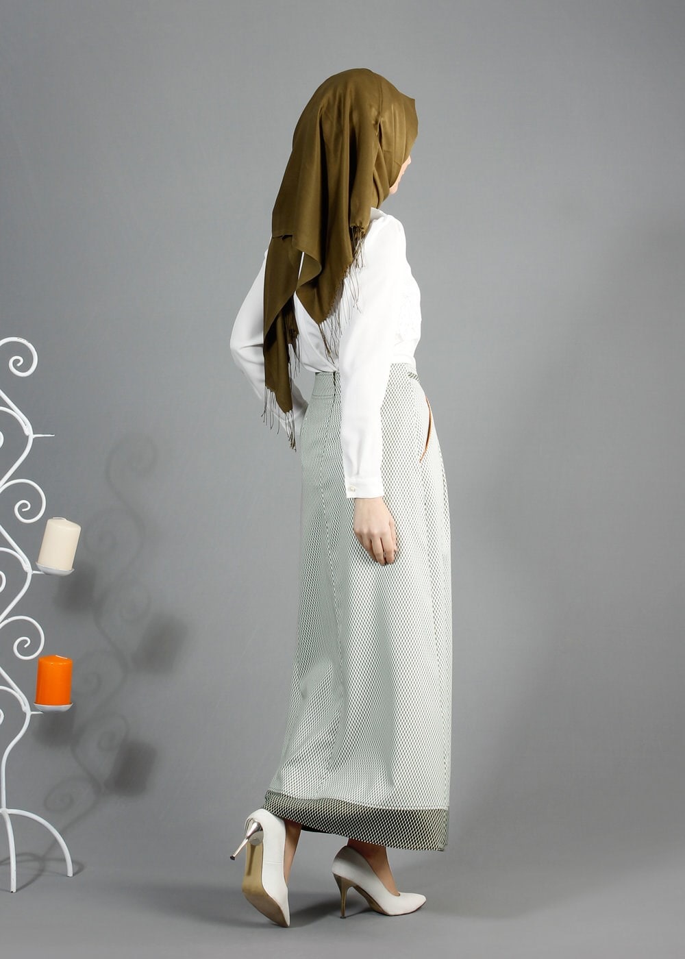 Tesettür giyim HAKİ 6843 G-706 Tesettür Etek 36/42(38-40)