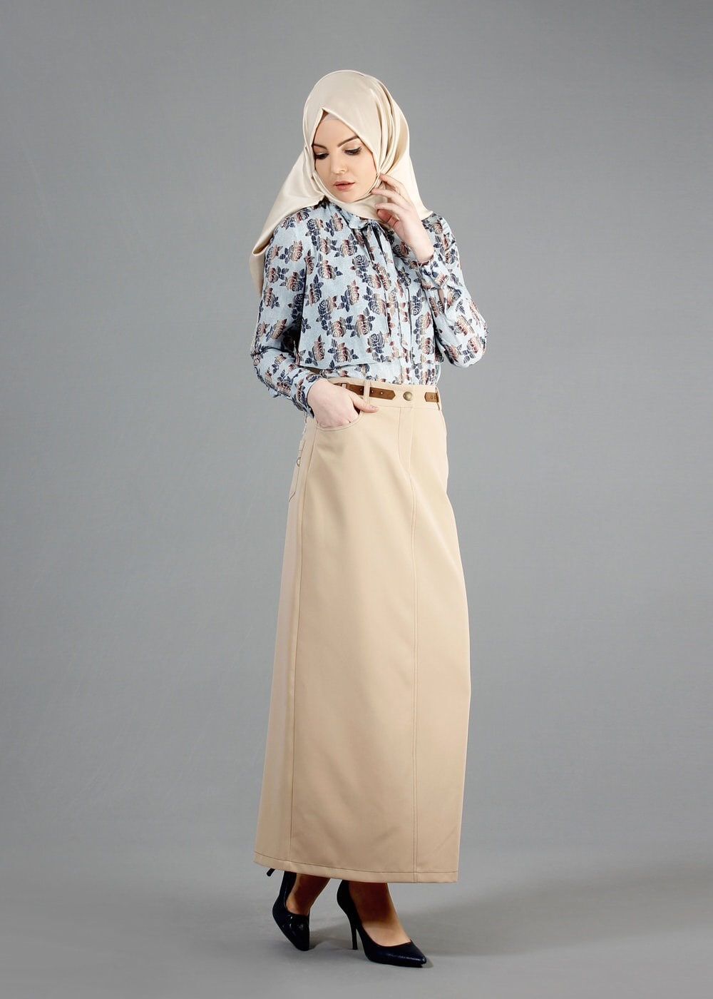 Tesettür giyim BEJ 6847 Dilma Tesettür Etek 38/46 TEK40